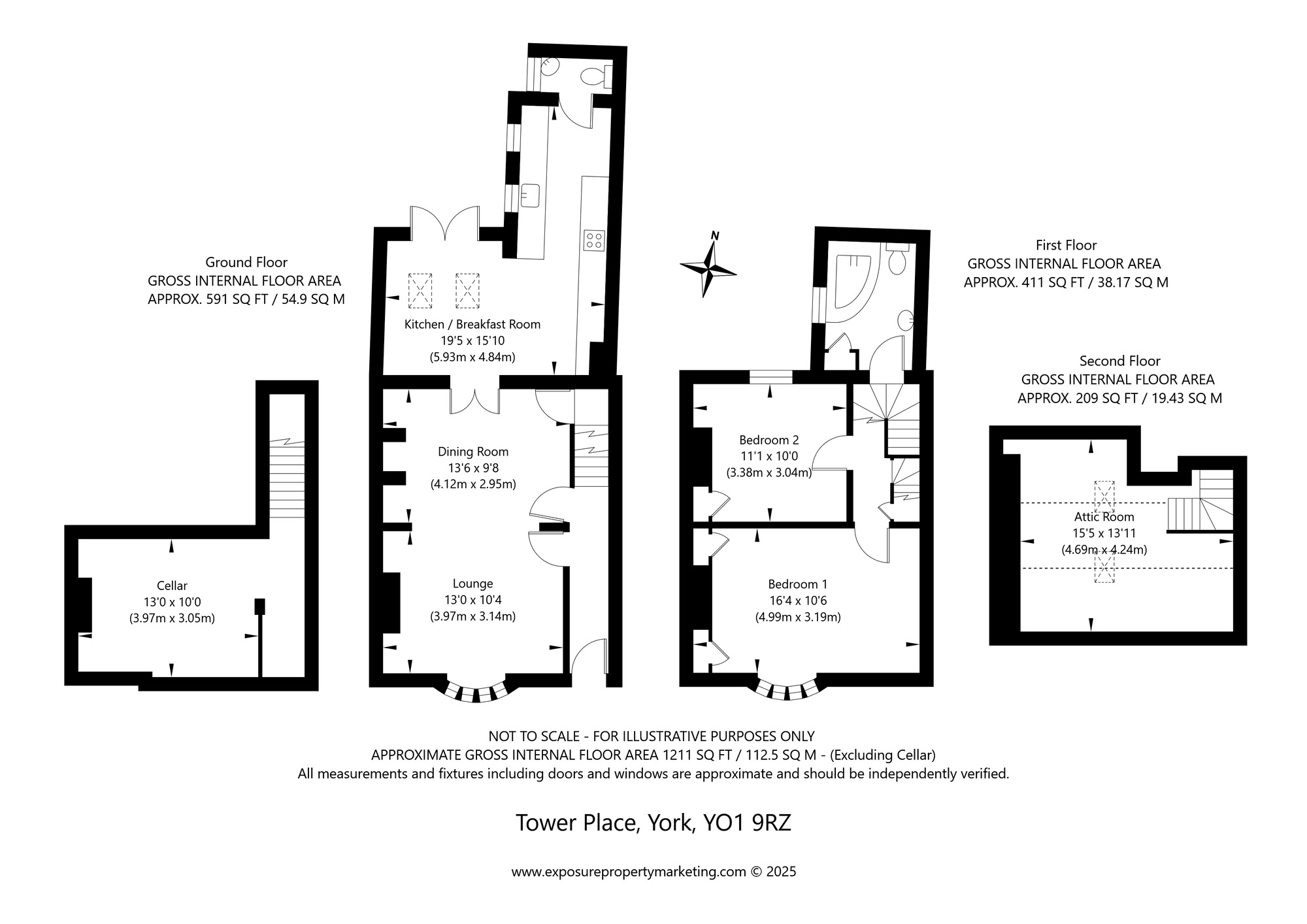 Floorplan of 2 bedroom Mid Terrace House for sale, Tower Place, York, North Yorkshire, YO1