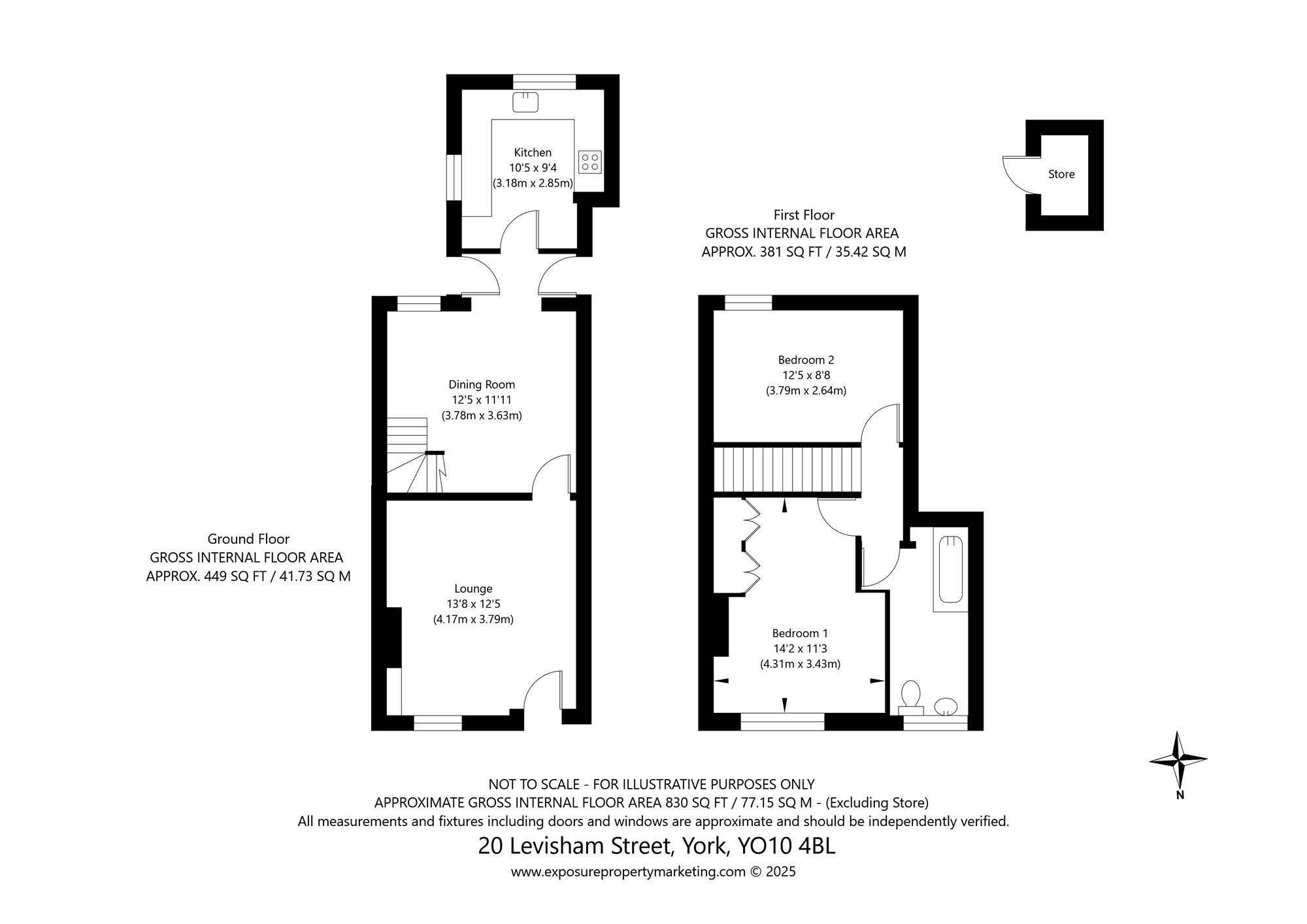 Floorplan of 2 bedroom Mid Terrace House for sale, Levisham Street, York, North Yorkshire, YO10