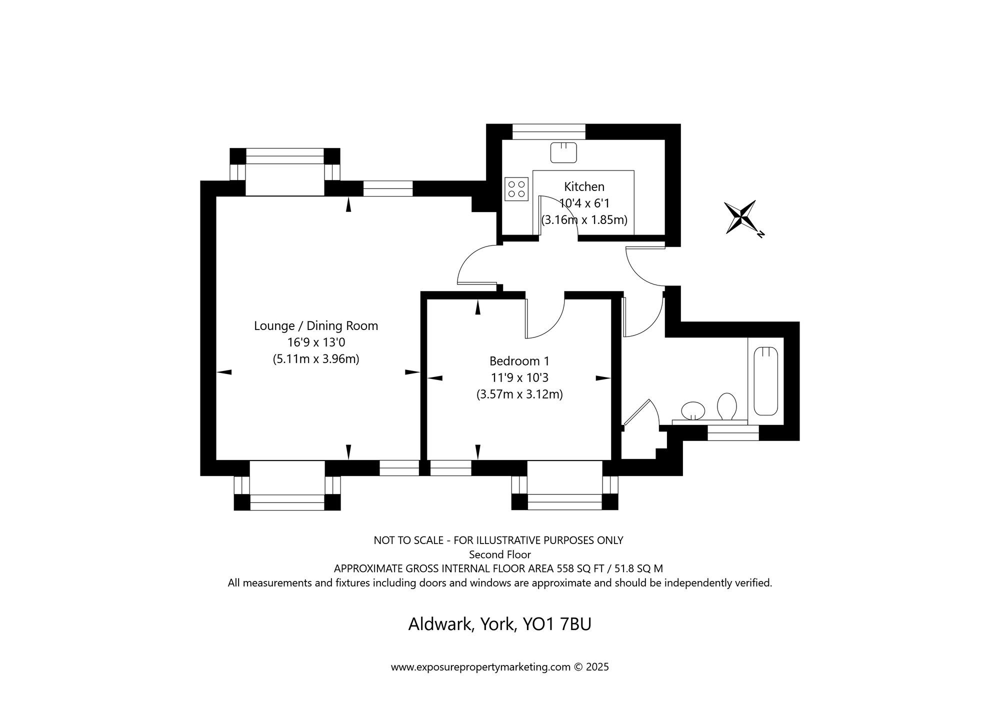 Floorplan of 1 bedroom  Flat for sale, Aldwark, York, North Yorkshire, YO1
