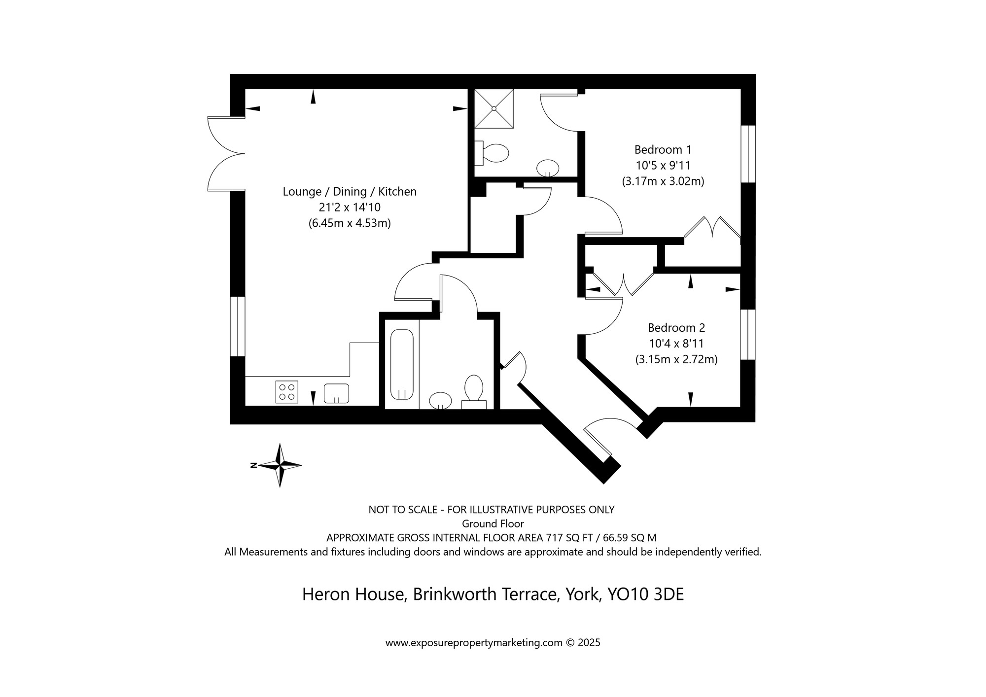 Floorplan of 2 bedroom  Flat for sale, Brinkworth Terrace, York, North Yorkshire, YO10