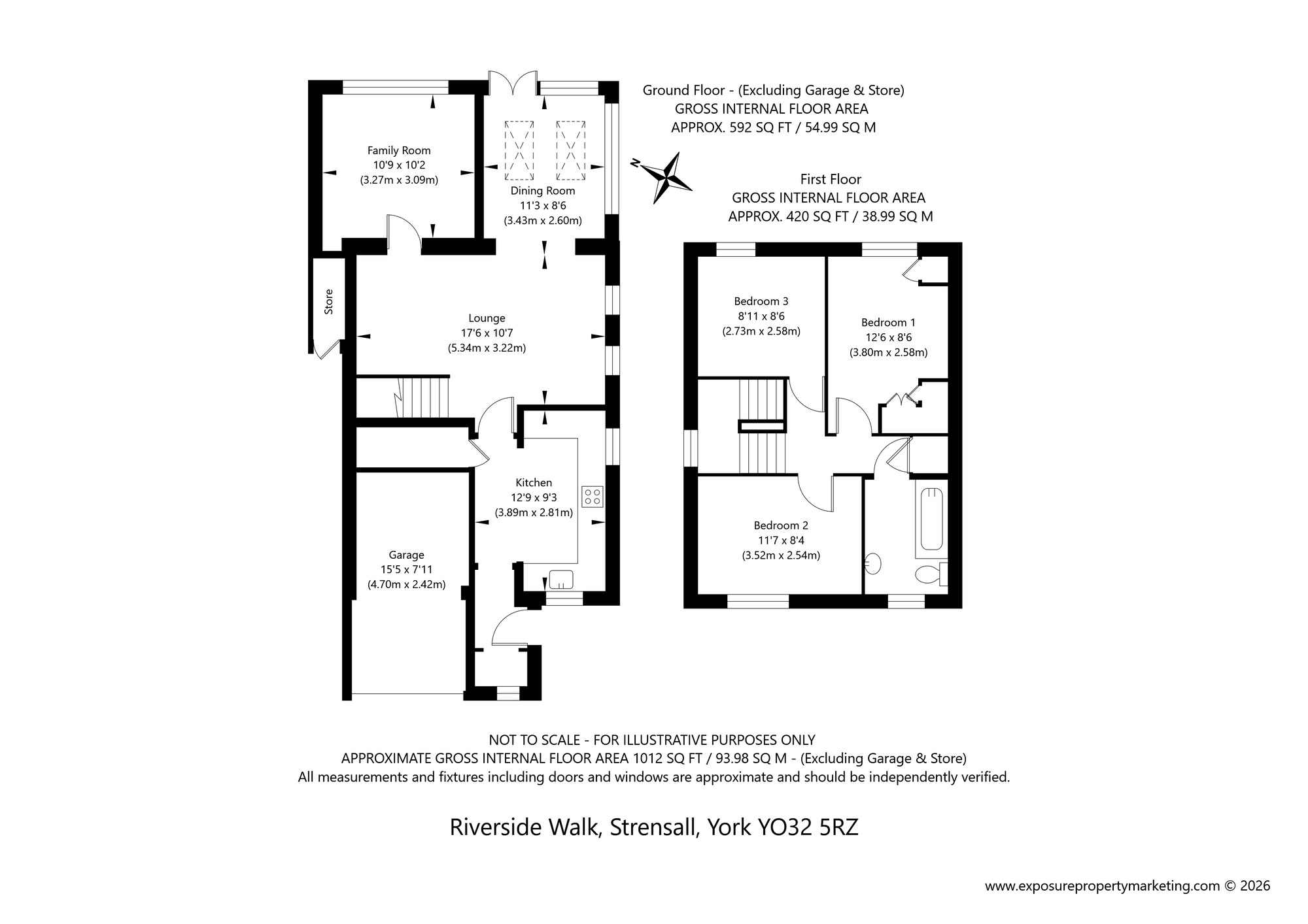 Floorplan of 3 bedroom Detached House for sale, Riverside Walk, Strensall, North Yorkshire, YO32