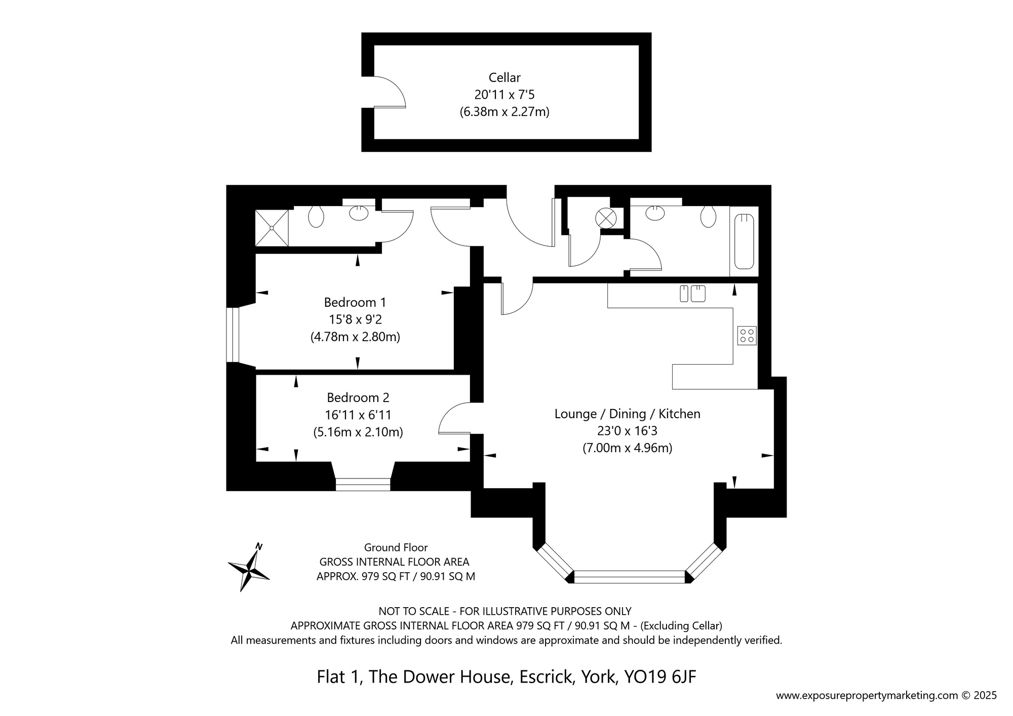Floorplan of 2 bedroom  Flat for sale, Dower Chase, Escrick, North Yorkshire, YO19