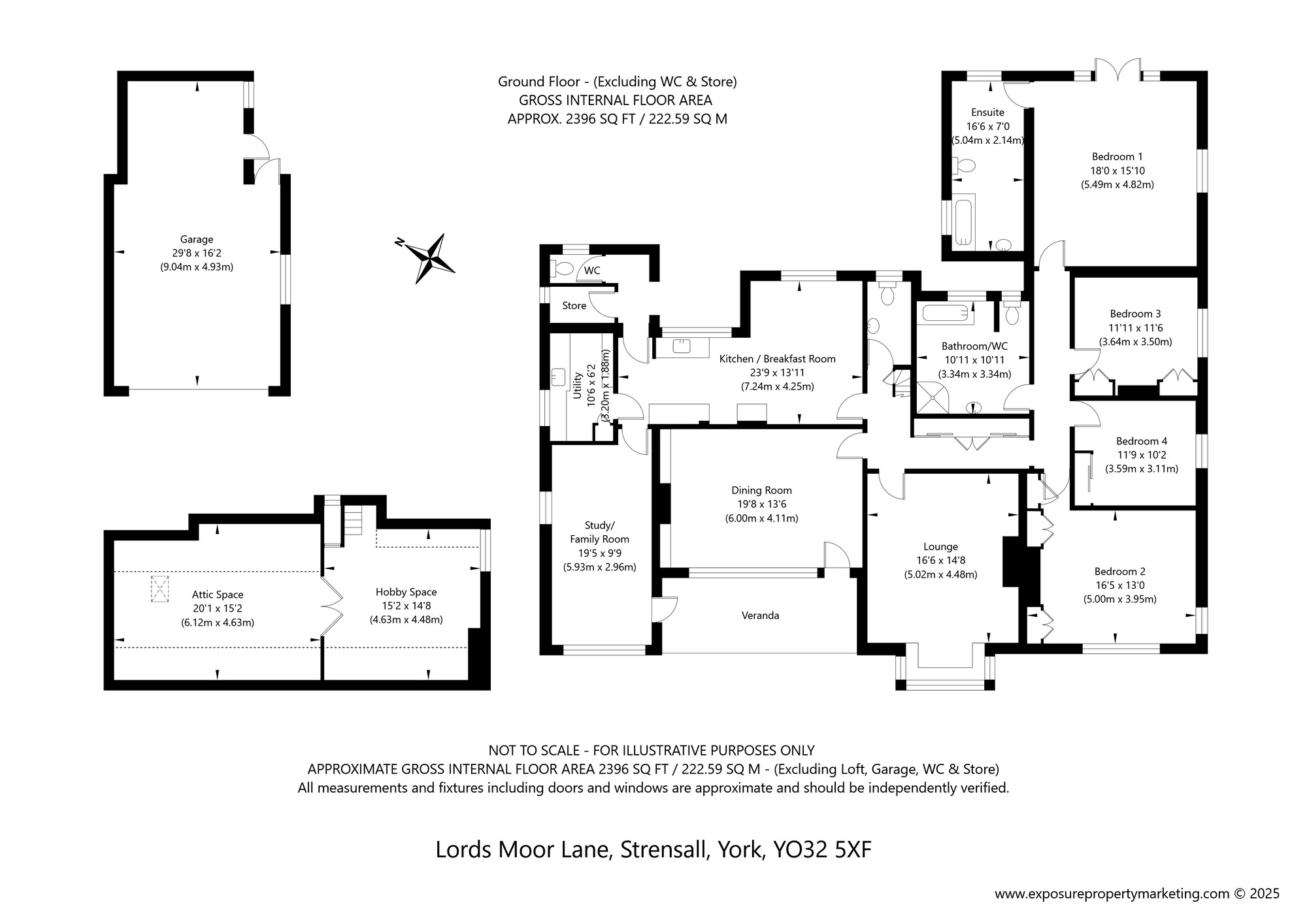 Floorplan of 4 bedroom Detached Bungalow for sale, Lords Moor Lane, Strensall, North Yorkshire, YO32
