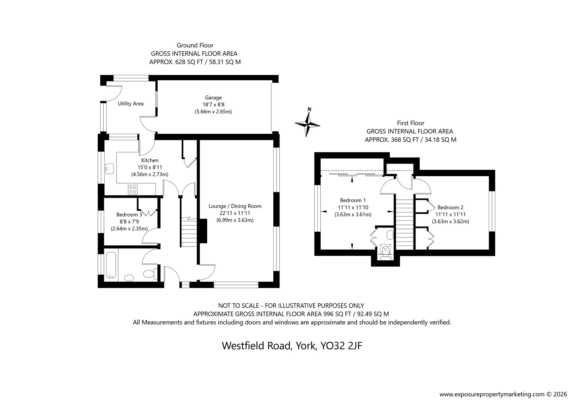 Floorplan of 3 bedroom Detached Bungalow for sale, Westfield Road, Wigginton, North Yorkshire, YO32