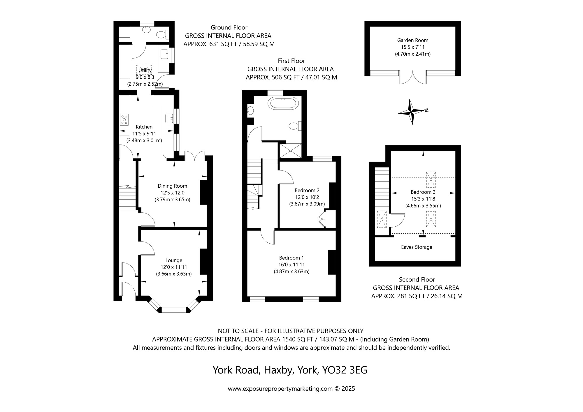 Floorplan of 3 bedroom Mid Terrace House for sale, York Road, Haxby, North Yorkshire, YO32