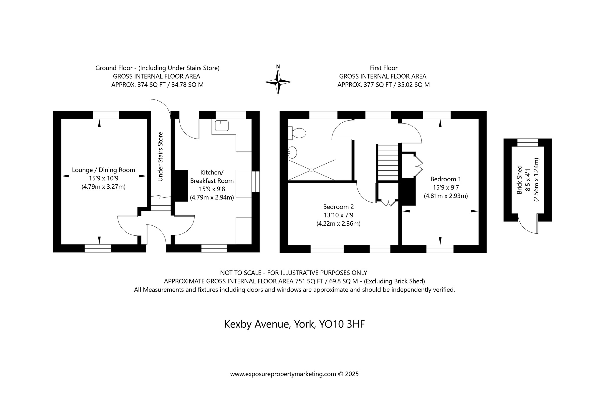 Floorplan of 2 bedroom End Terrace House for sale, Kexby Avenue, York, North Yorkshire, YO10