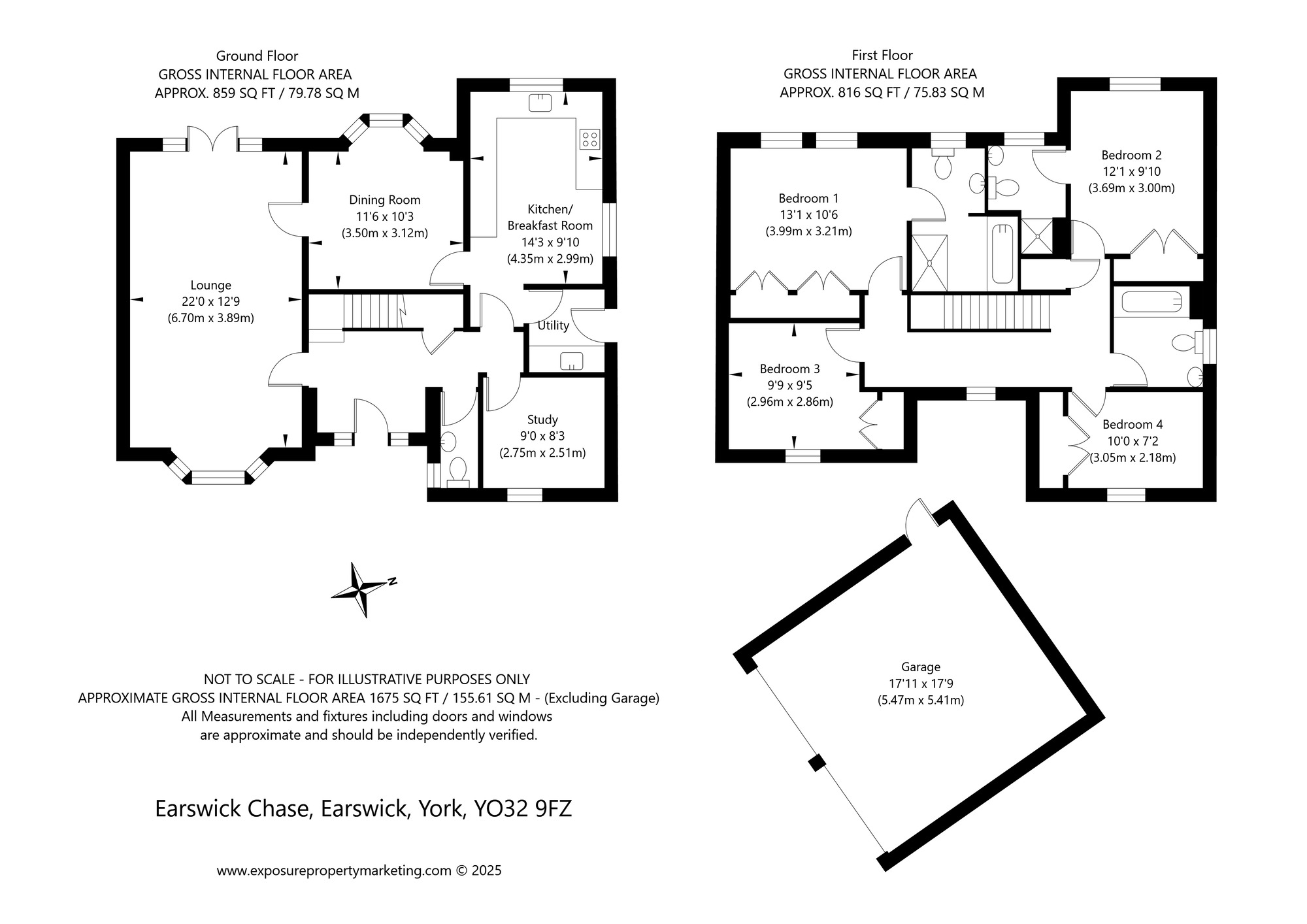 Floorplan of 4 bedroom Detached House for sale, Earswick Chase, Earswick, North Yorkshire, YO32