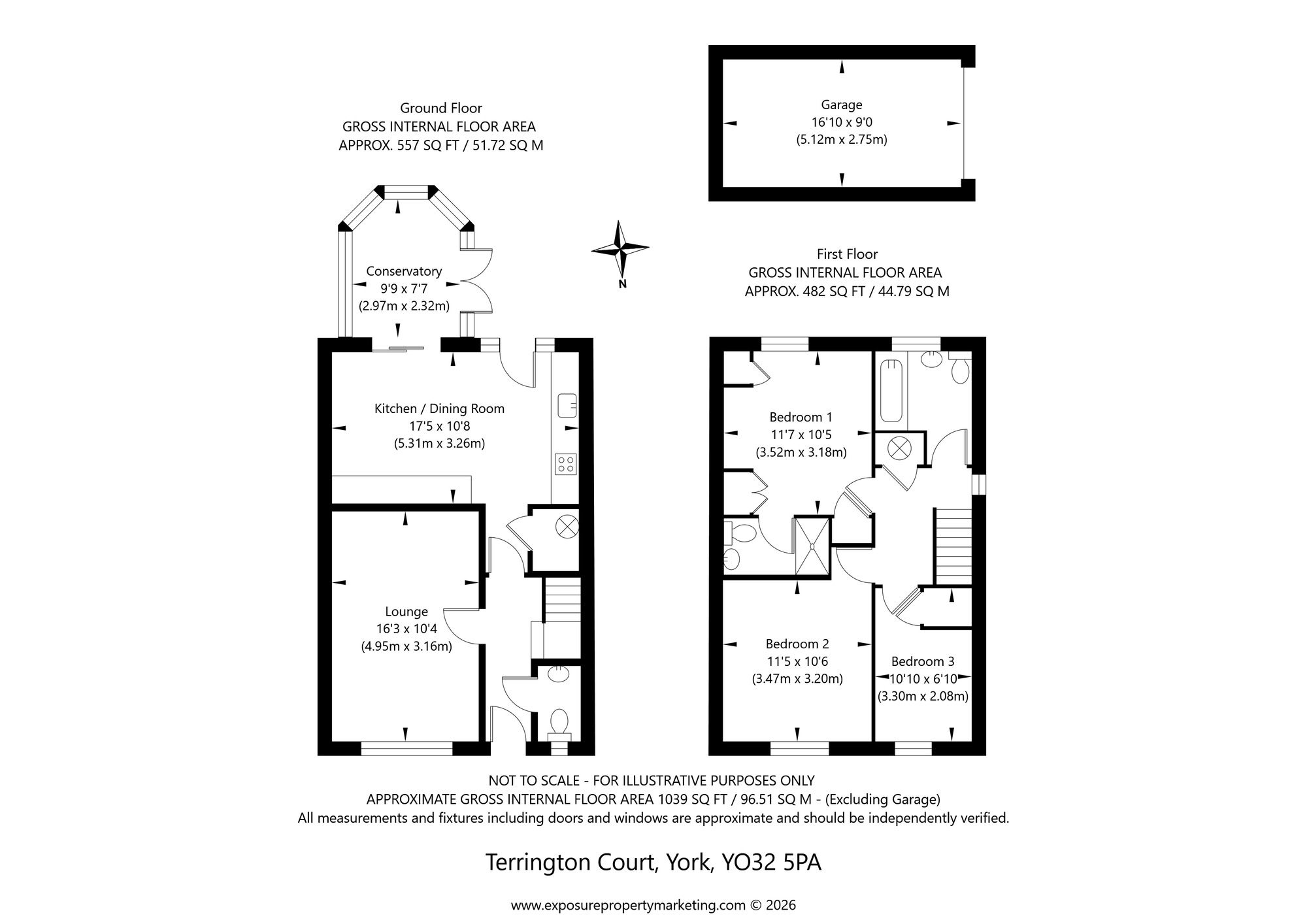 Floorplan of 3 bedroom Semi Detached House for sale, Terrington Court, Strensall, North Yorkshire, YO32