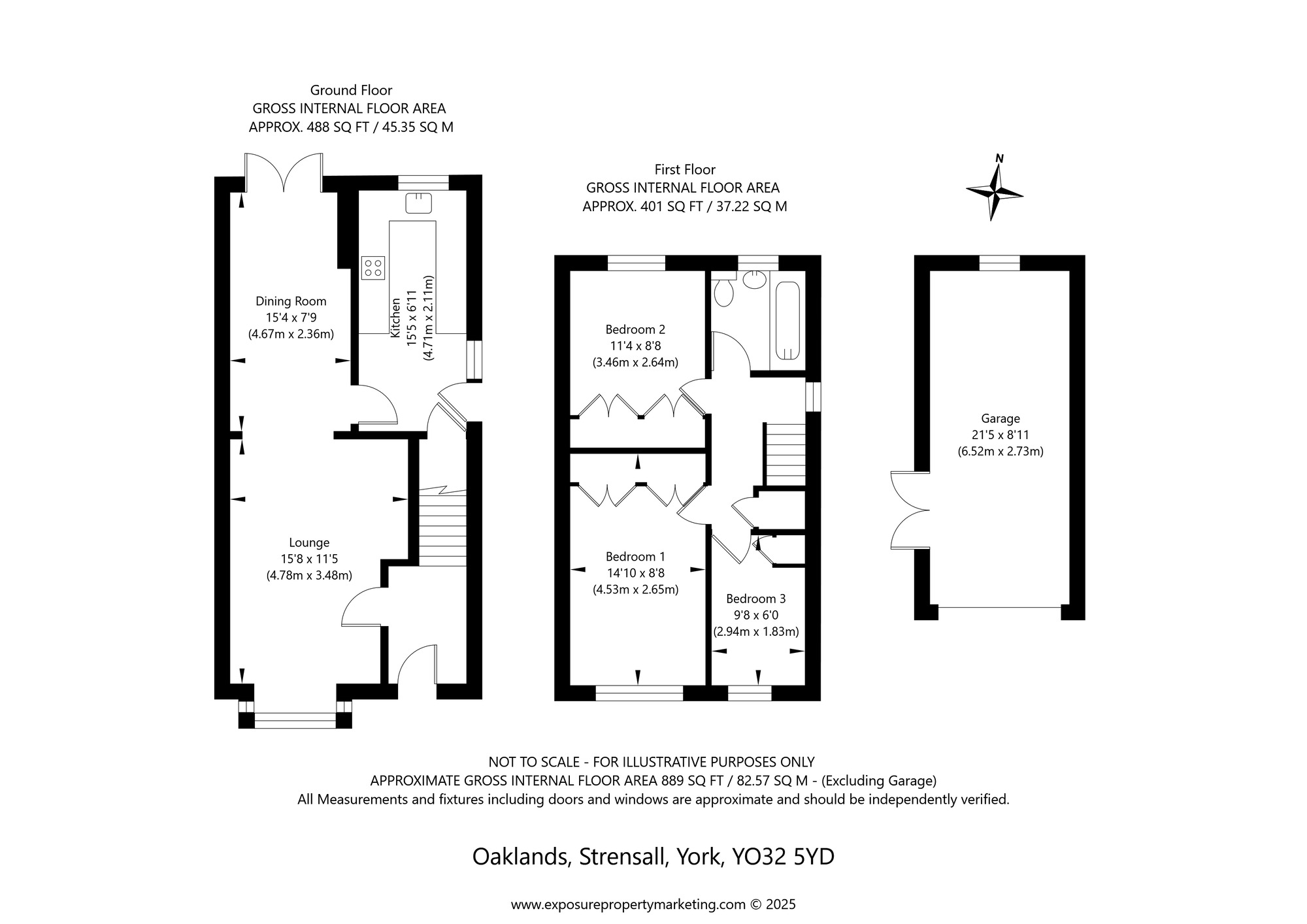 Floorplan of 3 bedroom Detached House for sale, Oaklands, Strensall, North Yorkshire, YO32