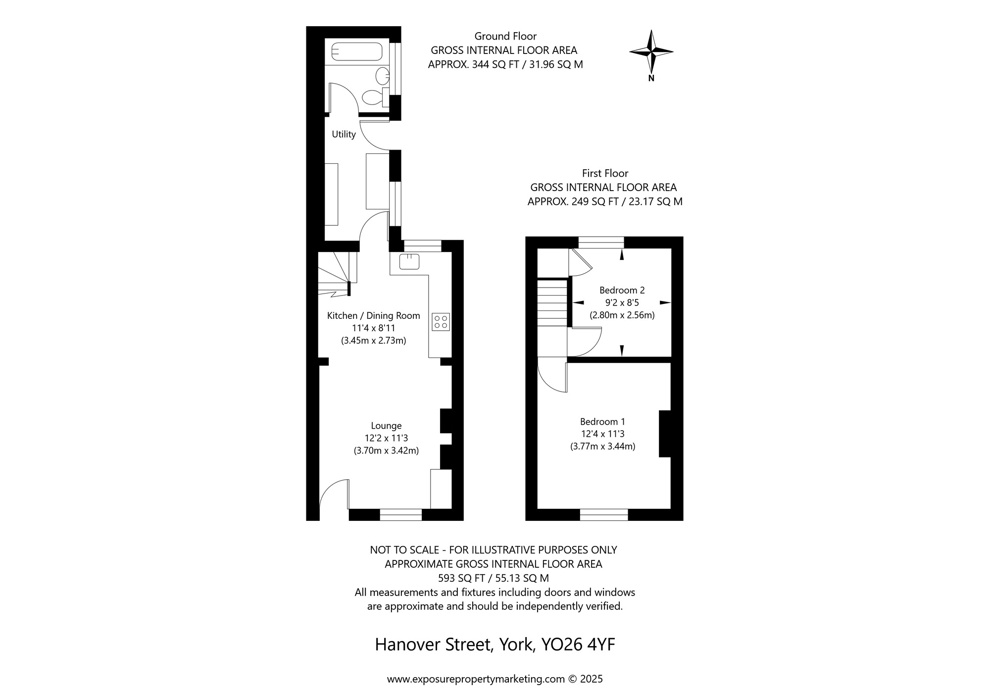 Floorplan of 2 bedroom Mid Terrace House for sale, Hanover Street East, York, North Yorkshire, YO26