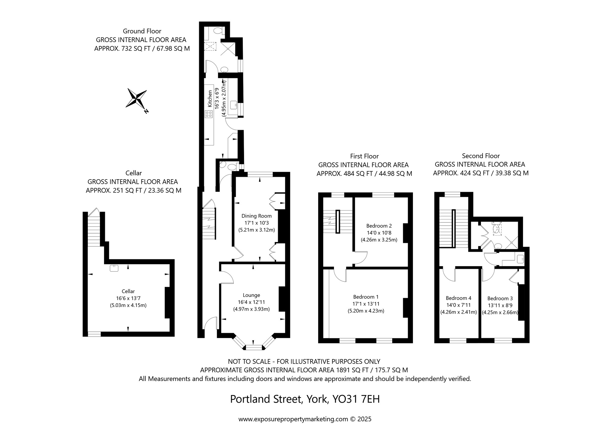 Floorplan of 4 bedroom Mid Terrace House for sale, Portland Street, York, North Yorkshire, YO31