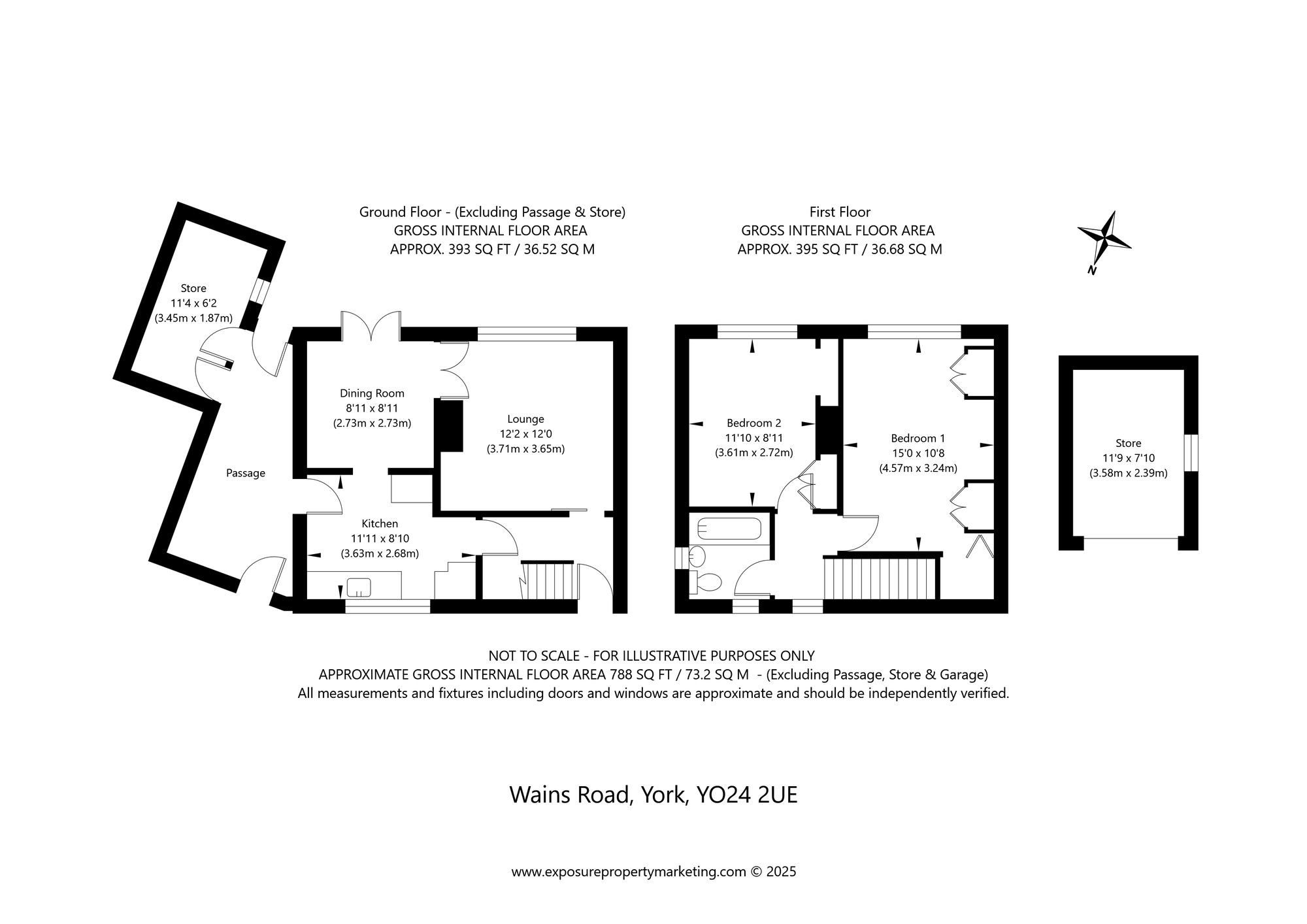 Floorplan of 2 bedroom Semi Detached House for sale, Wains Road, York, North Yorkshire, YO24