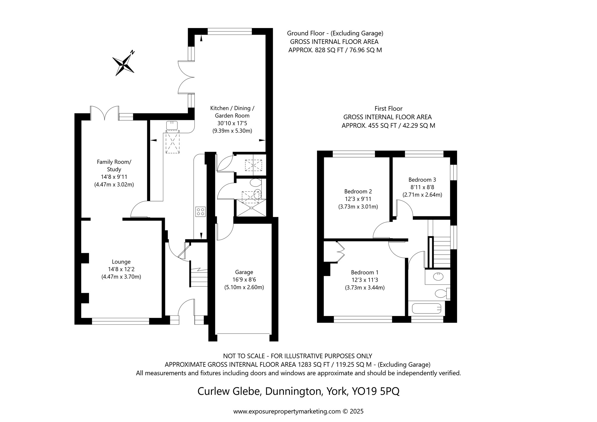Floorplan of 3 bedroom Semi Detached House for sale, Curlew Glebe, Dunnington, North Yorkshire, YO19