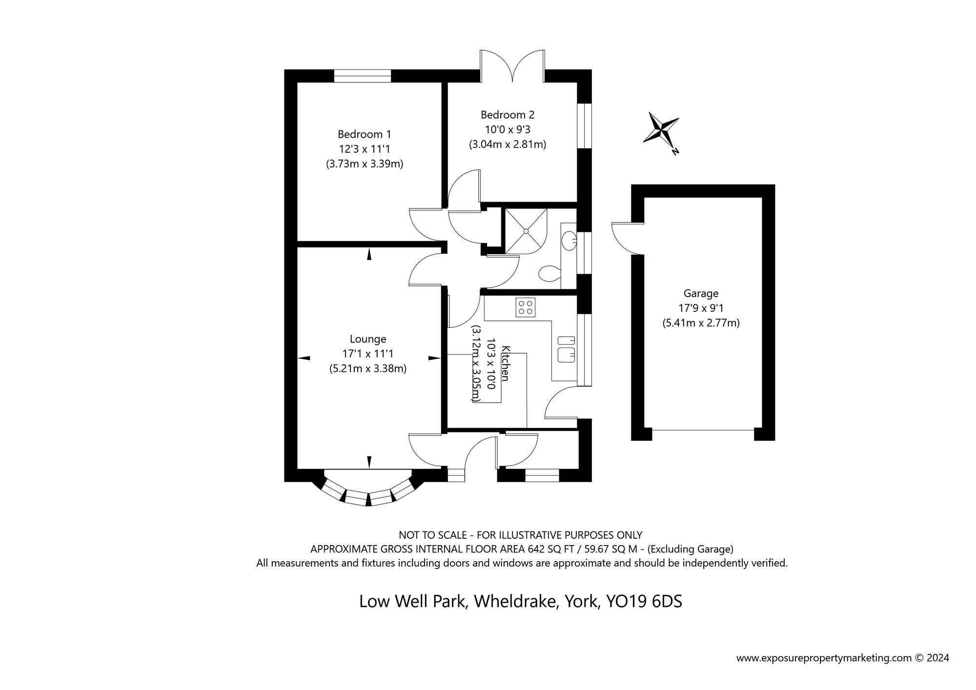 Floorplan of 2 bedroom Detached Bungalow for sale, Low Well Park, Wheldrake, North Yorkshire, YO19