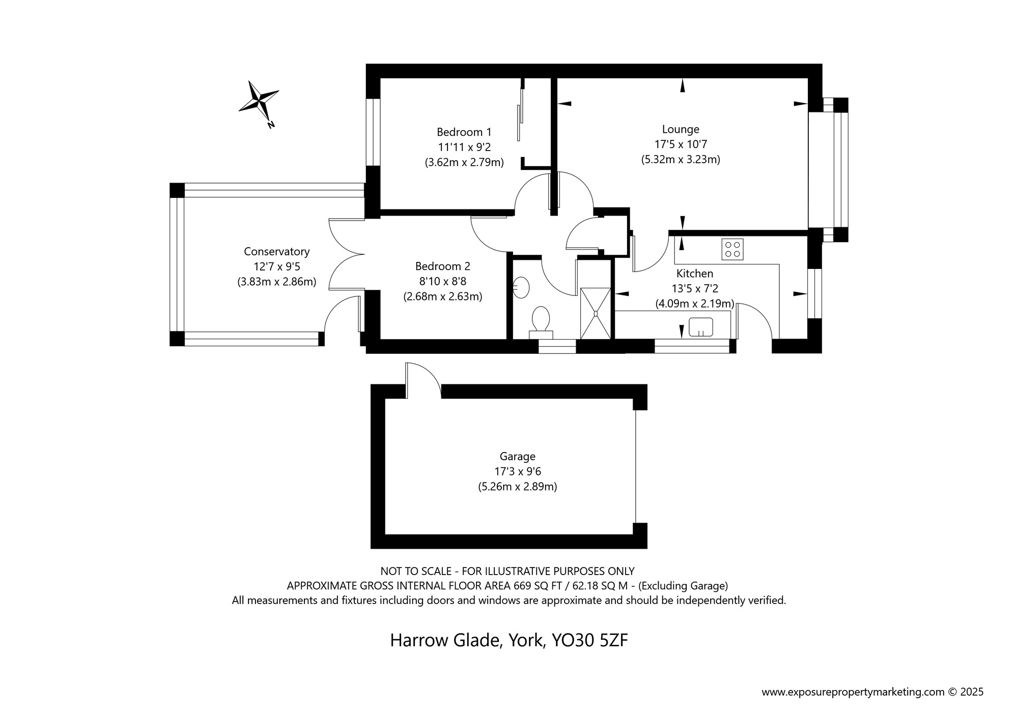Floorplan of 2 bedroom Semi Detached Bungalow for sale, Harrow Glade, York, North Yorkshire, YO30