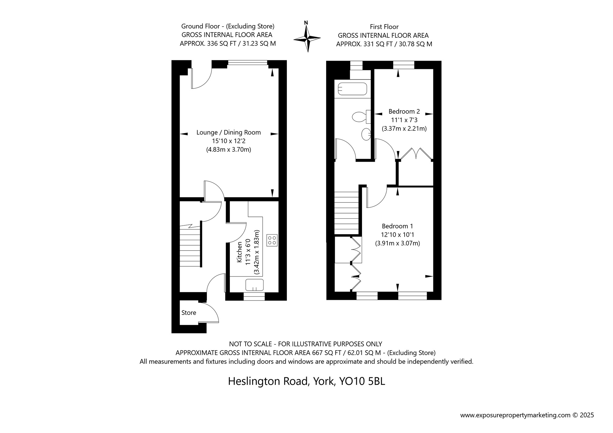 Floorplan of 2 bedroom Mid Terrace House for sale, Heslington Road, York, North Yorkshire, YO10
