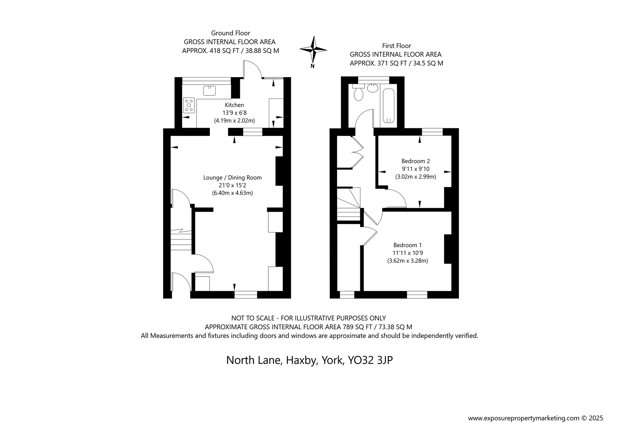 Floorplan of 2 bedroom Mid Terrace House for sale, North Lane, Haxby, North Yorkshire, YO32