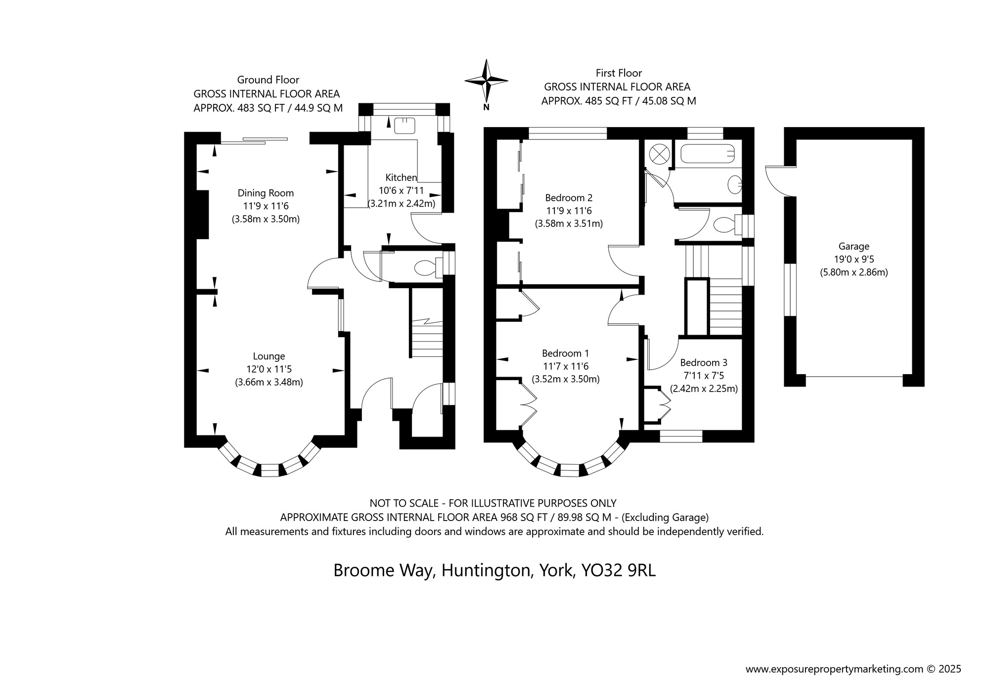 Floorplan of 3 bedroom Semi Detached House for sale, Broome Way, Huntington, North Yorkshire, YO32