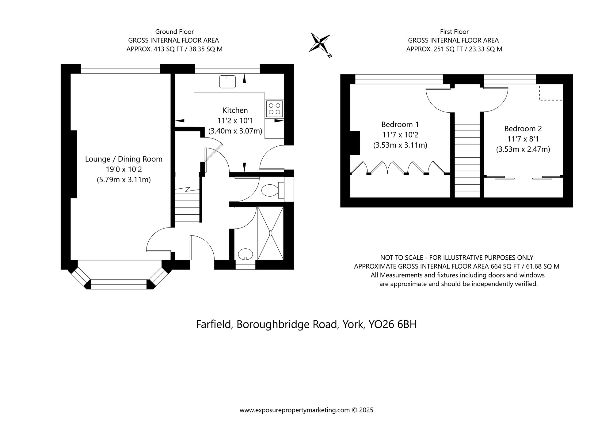 Floorplan of 2 bedroom Semi Detached House for sale, Farfield, York, North Yorkshire, YO26