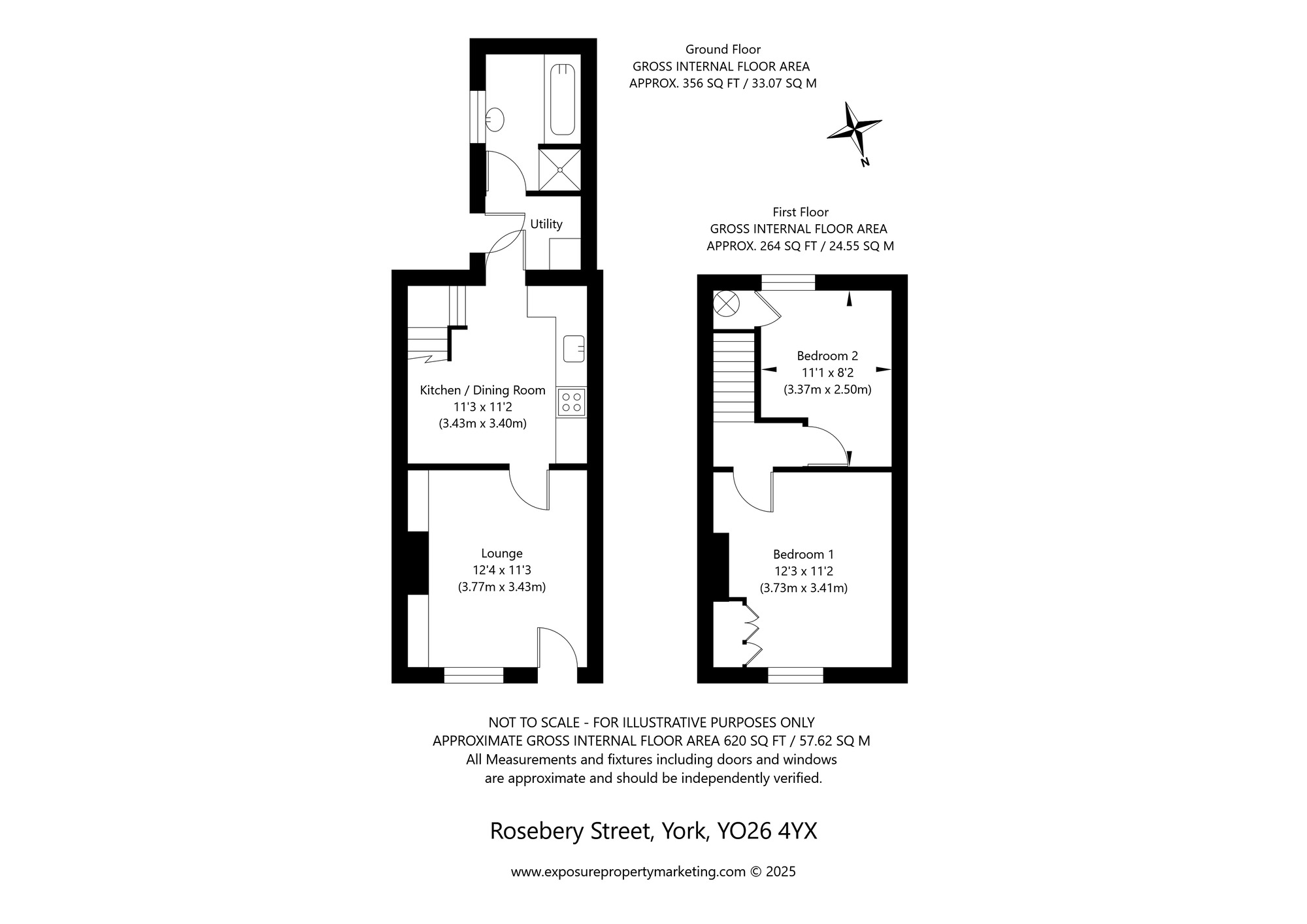 Floorplan of 2 bedroom Mid Terrace House for sale, Rosebery Street, York, North Yorkshire, YO26