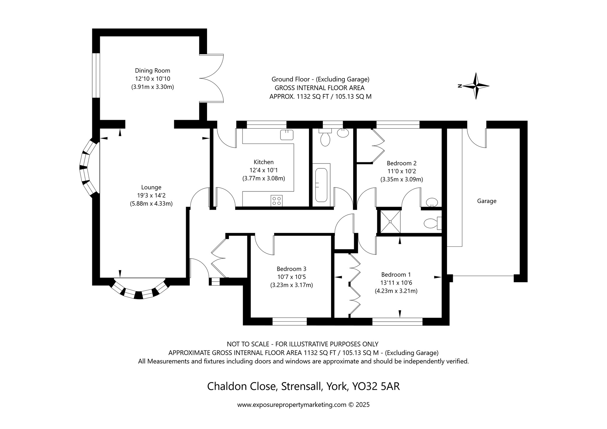 Floorplan of 3 bedroom Detached Bungalow for sale, Chaldon Close, Strensall, North Yorkshire, YO32