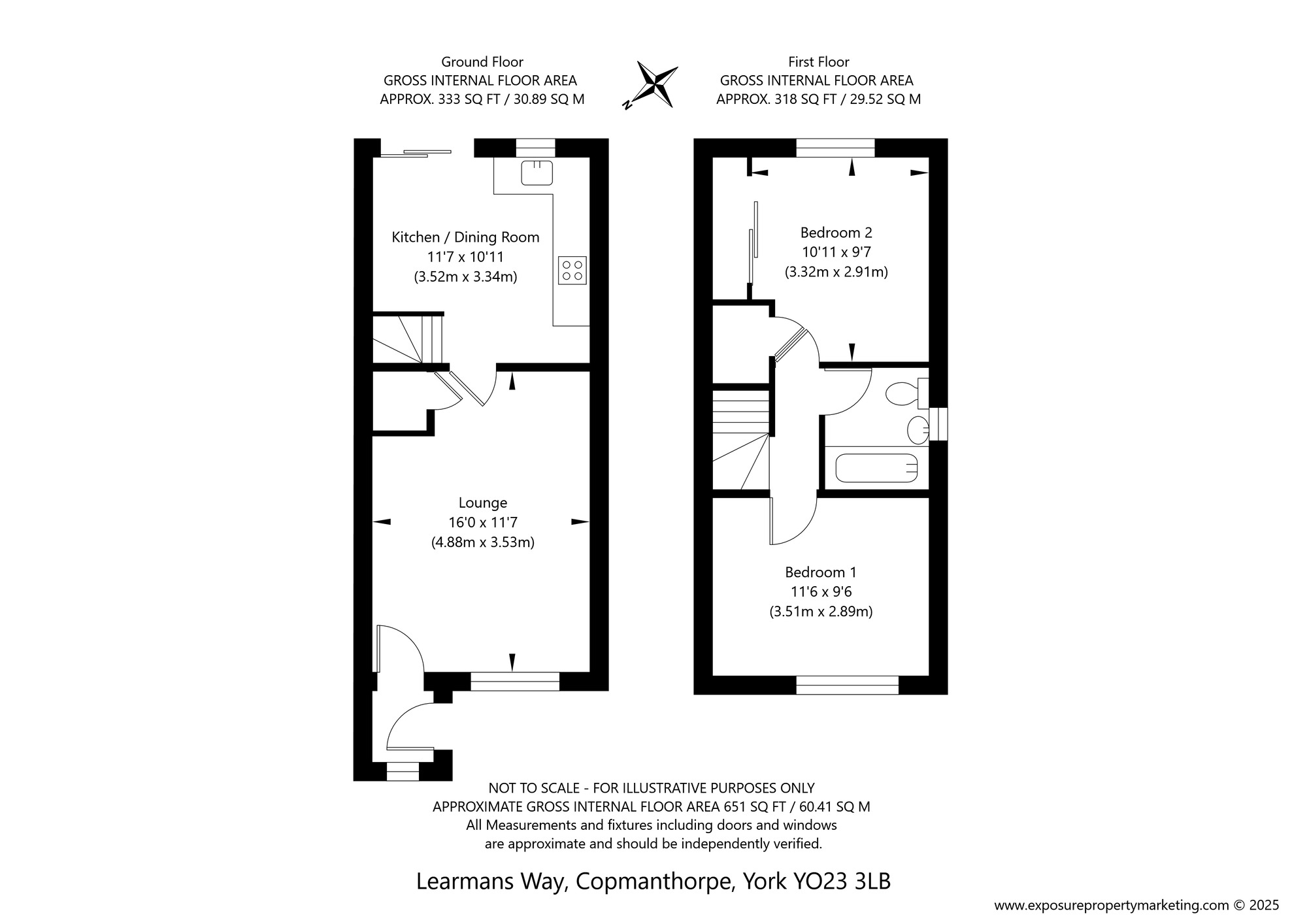Floorplan of 2 bedroom Semi Detached House for sale, Learmans Way, Copmanthorpe, North Yorkshire, YO23