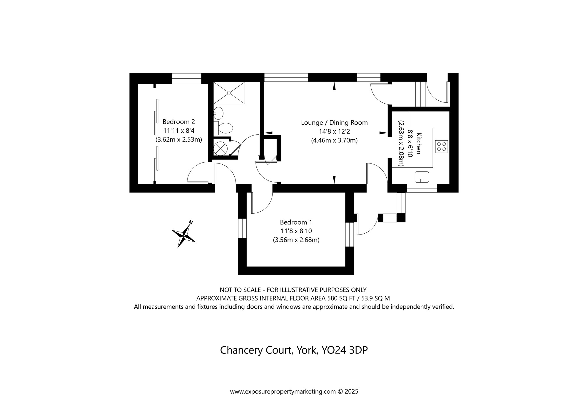 Floorplan of 2 bedroom  Bungalow for sale, Chancery Court, Acomb, North Yorkshire, YO24