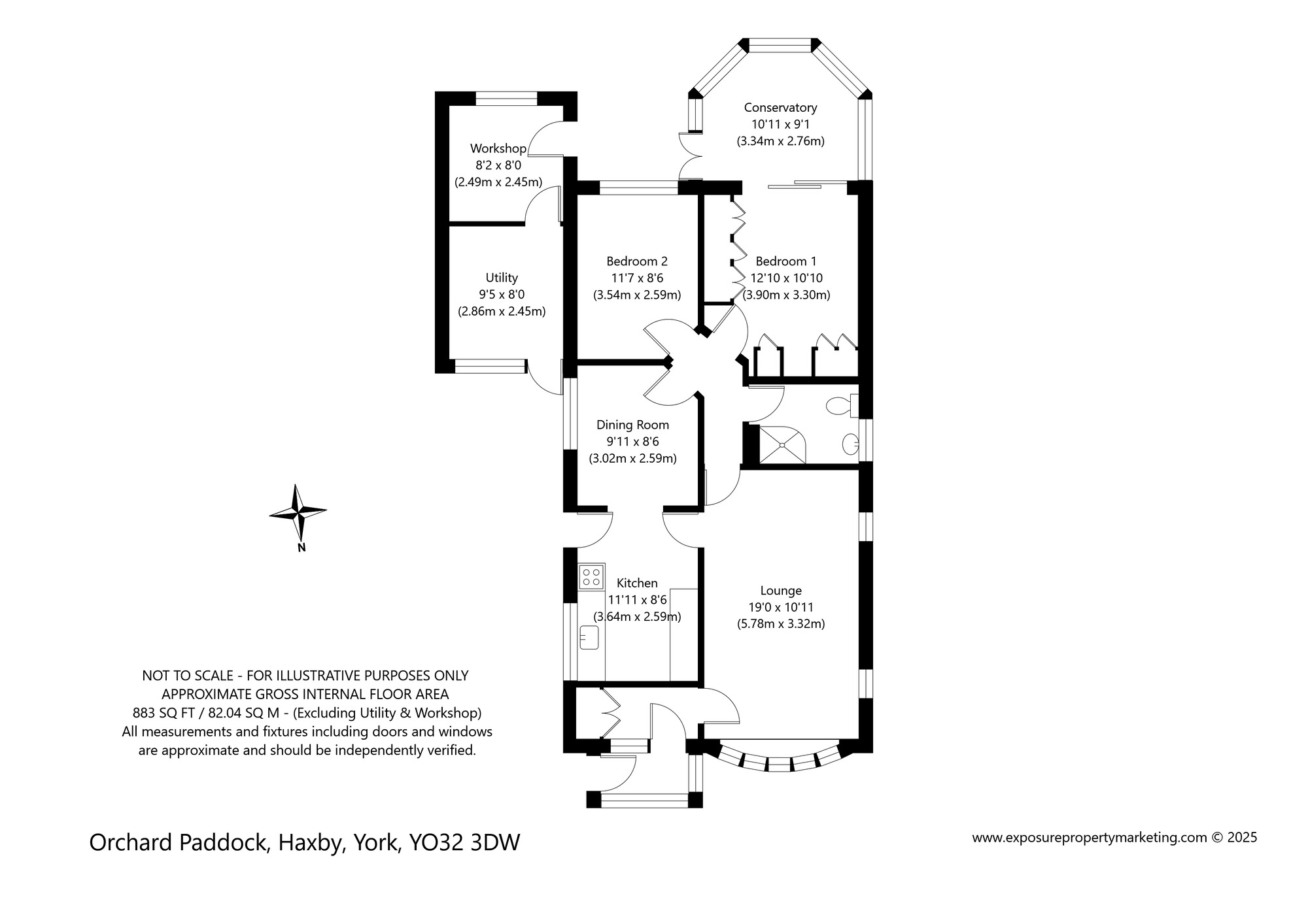 Floorplan of 2 bedroom Detached Bungalow for sale, Orchard Paddock, Haxby, North Yorkshire, YO32