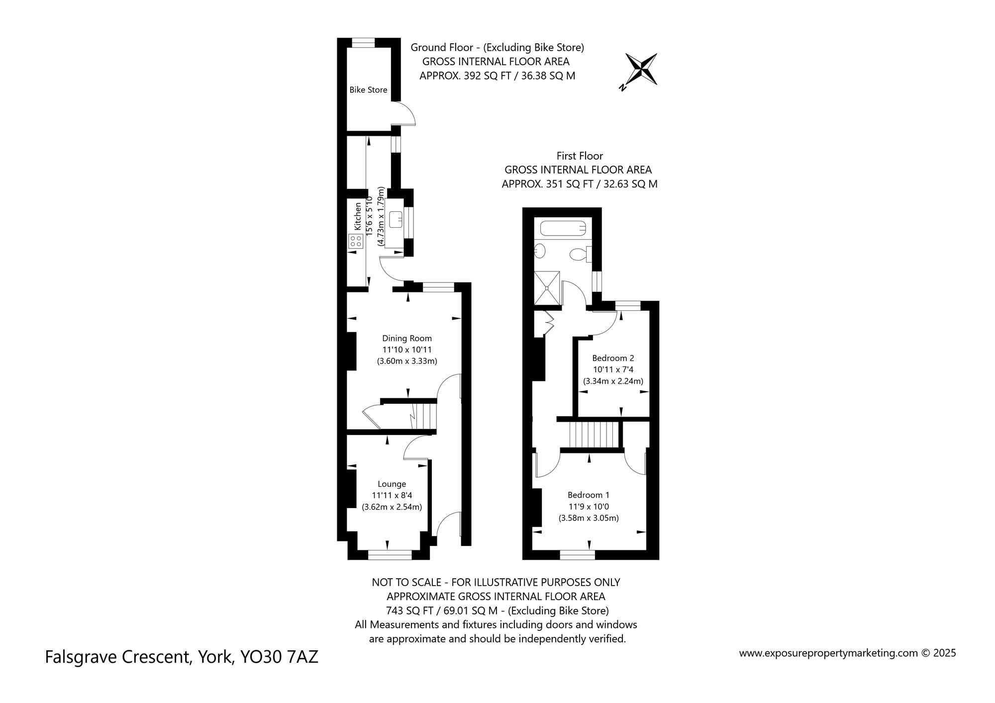 Floorplan of 2 bedroom Mid Terrace House for sale, Falsgrave Crescent, York, North Yorkshire, YO30