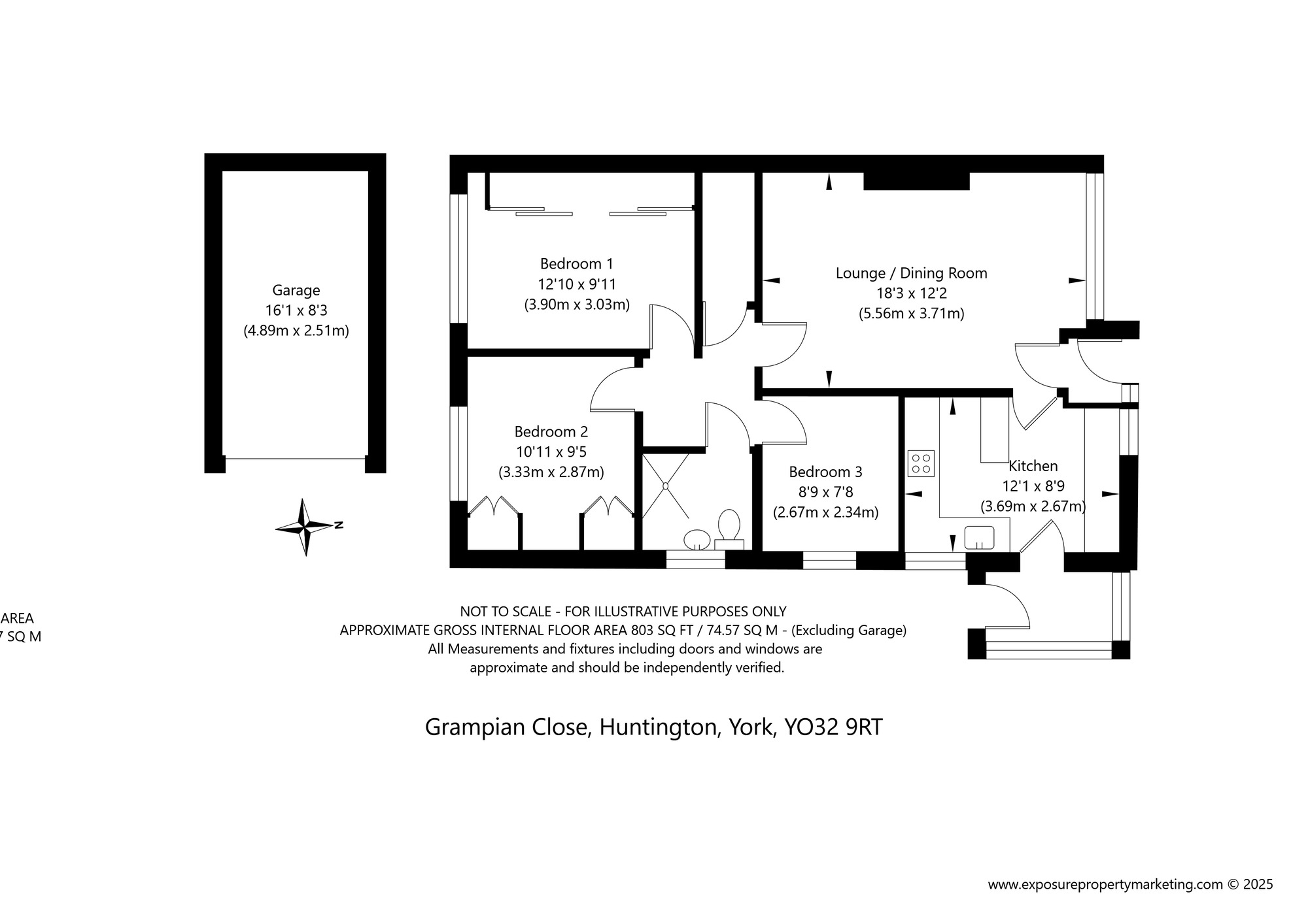 Floorplan of 3 bedroom Semi Detached Bungalow for sale, Grampian Close, Huntington, North Yorkshire, YO32