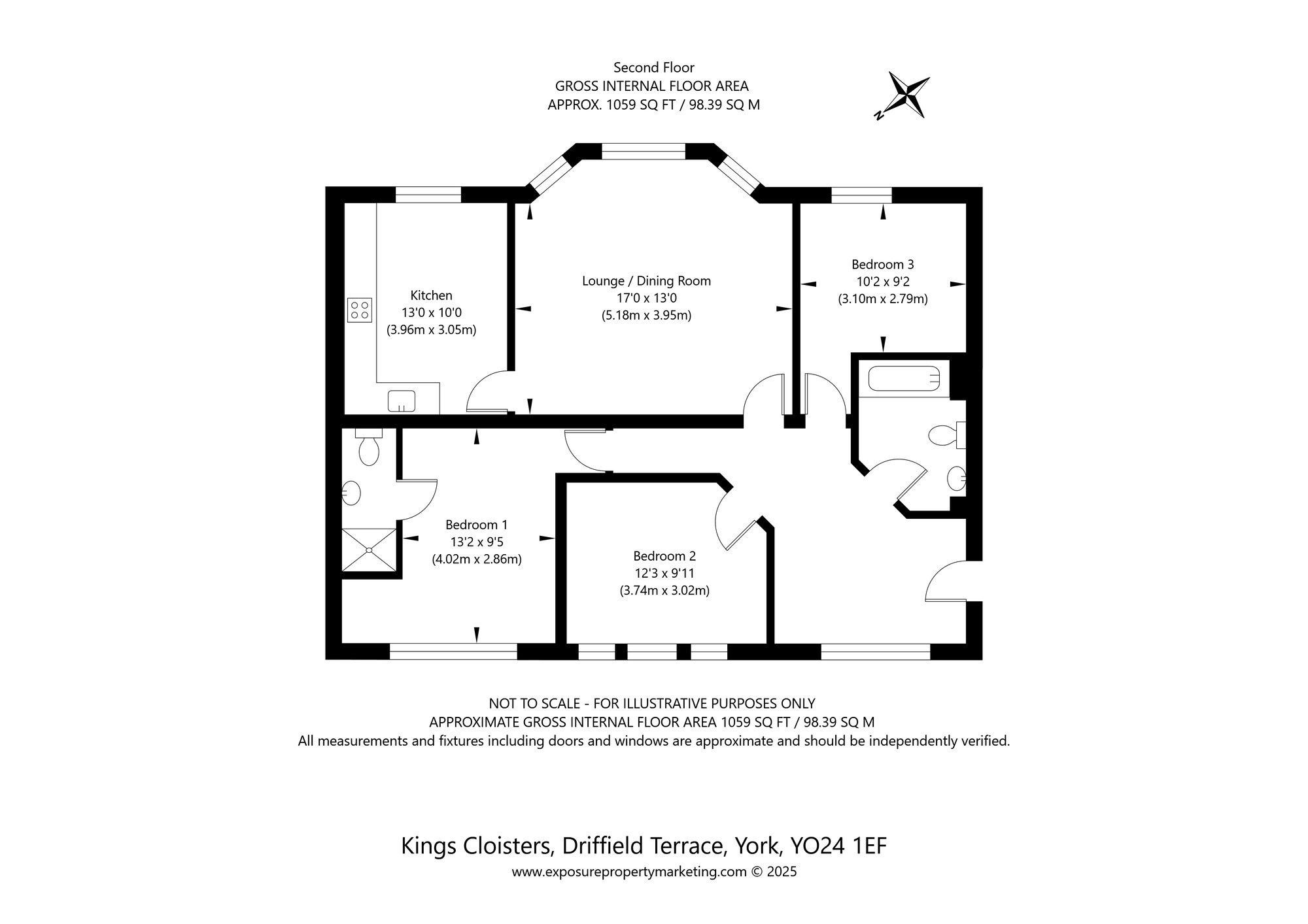 Floorplan of 3 bedroom  Flat for sale, Driffield Terrace, York, North Yorkshire, YO24