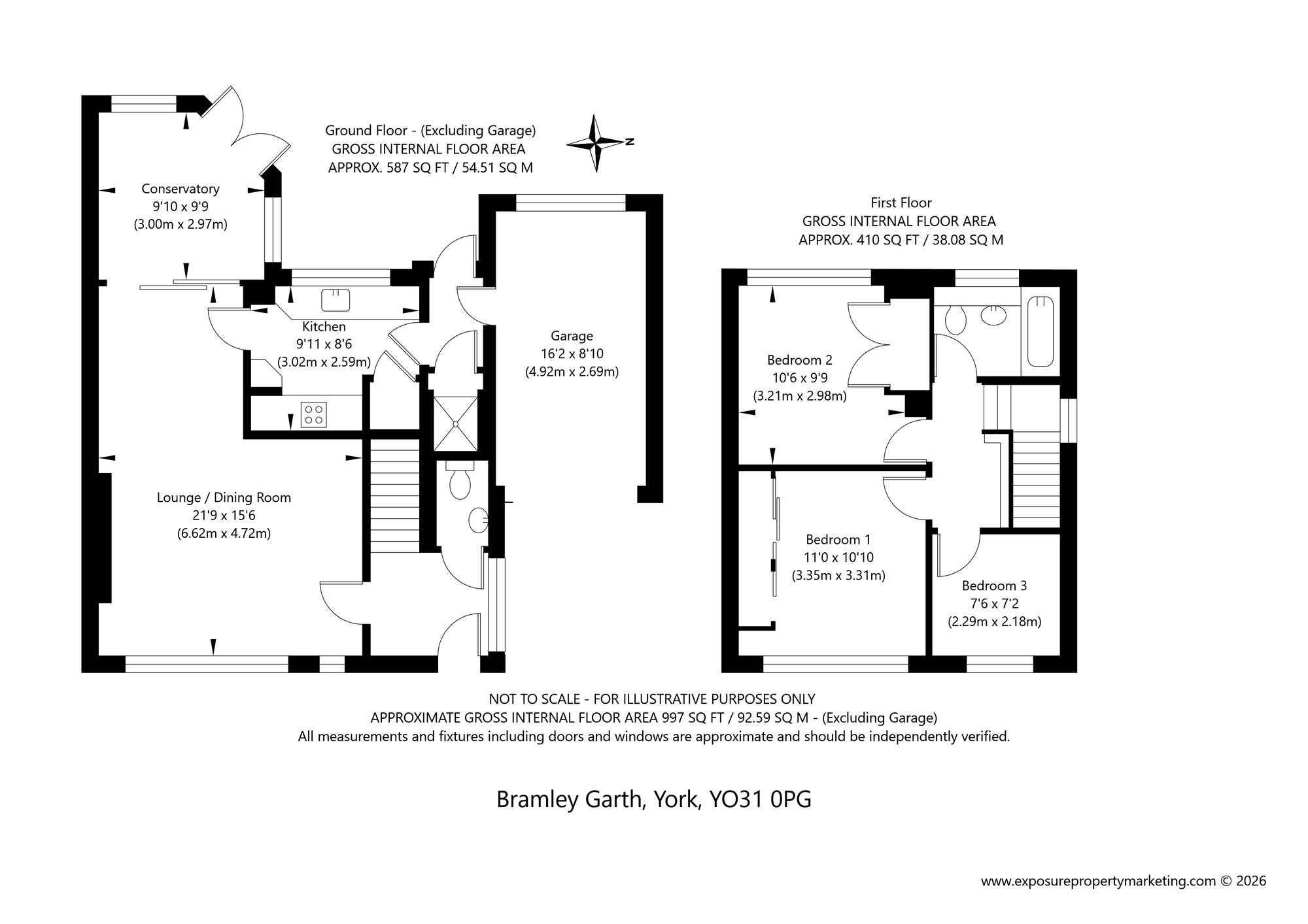 Floorplan of 3 bedroom Semi Detached House for sale, Bramley Garth, York, North Yorkshire, YO31