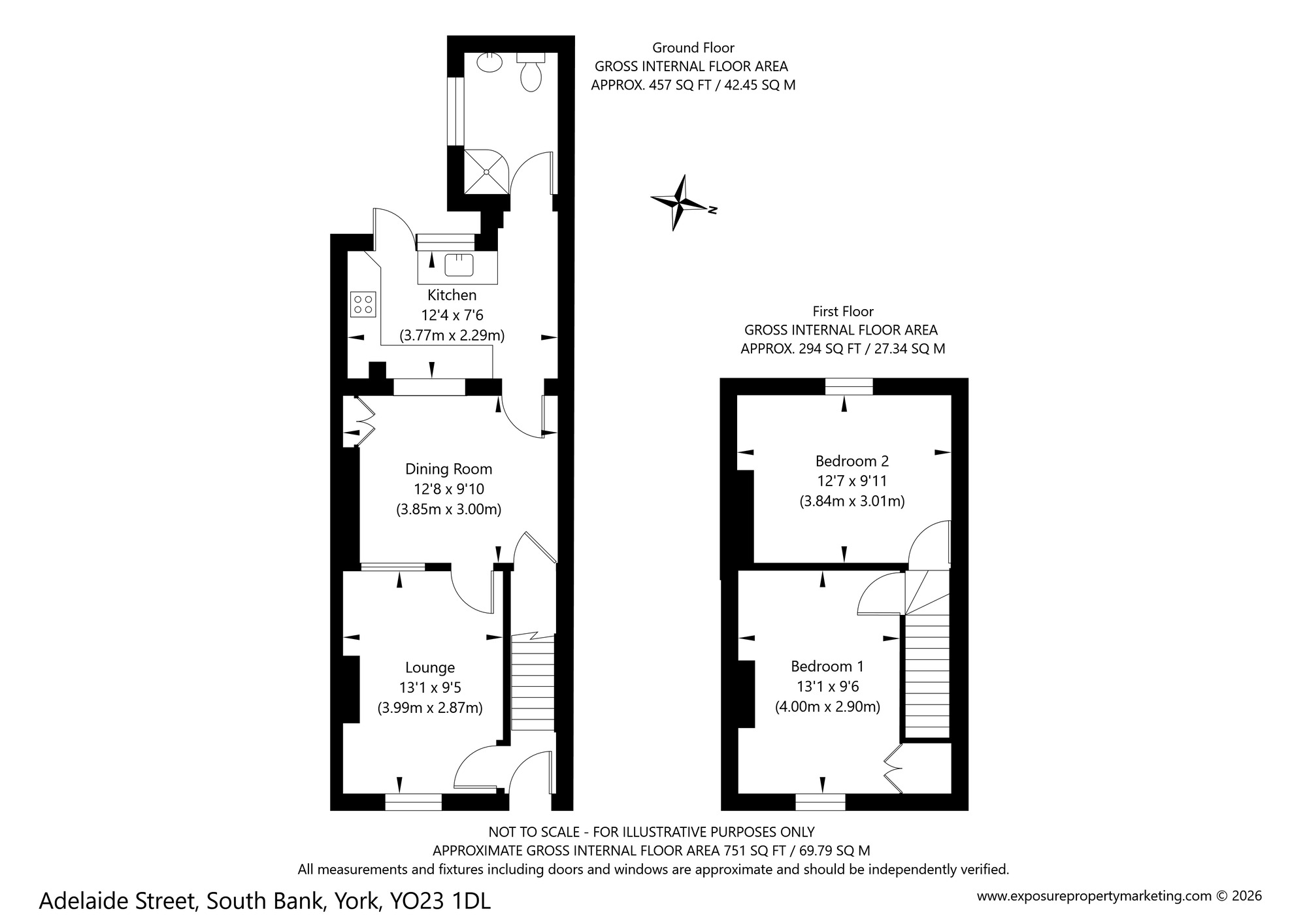Floorplan of 2 bedroom Mid Terrace House for sale, Adelaide Street, York, North Yorkshire, YO23