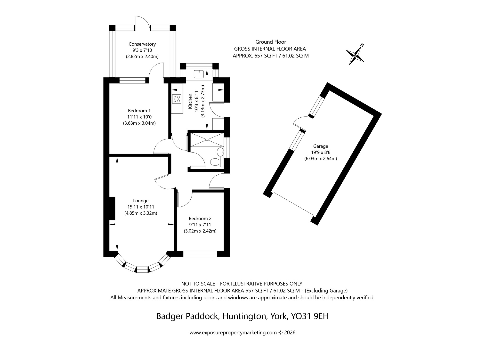Floorplan of 2 bedroom Semi Detached Bungalow for sale, Badger Paddock, York, North Yorkshire, YO31