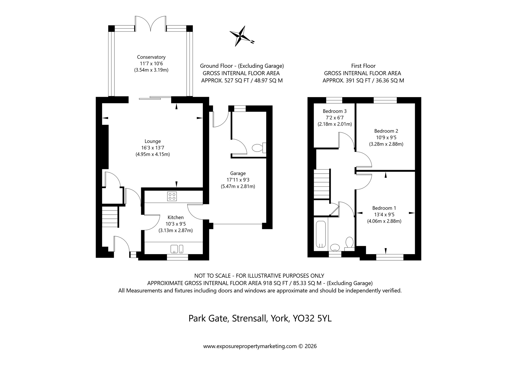 Floorplan of 3 bedroom Semi Detached House for sale, Park Gate, Strensall, North Yorkshire, YO32