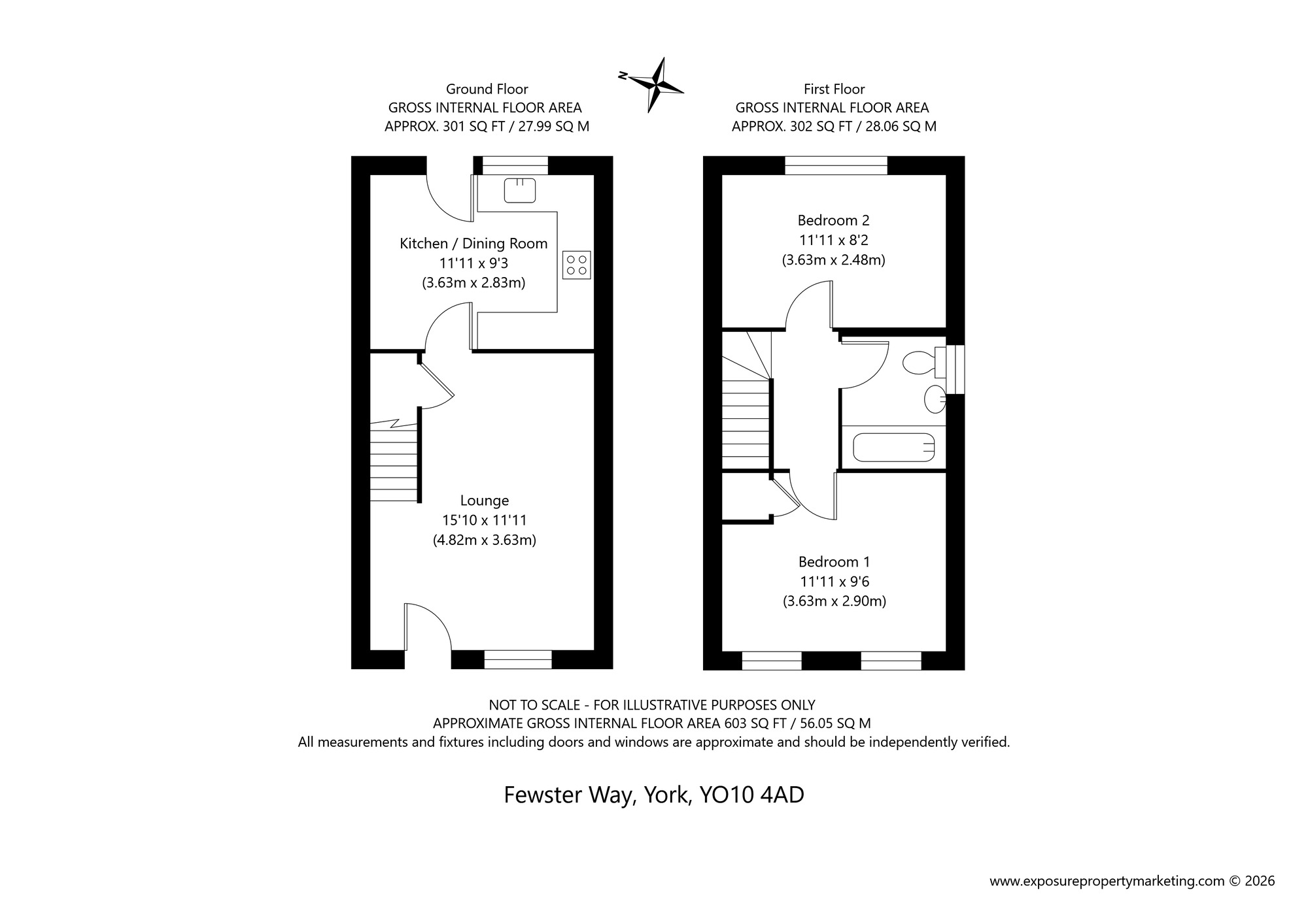 Floorplan of 2 bedroom End Terrace House for sale, Fewster Way, York, North Yorkshire, YO10