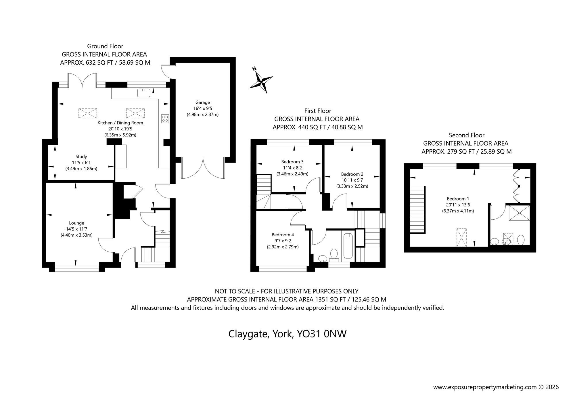 Floorplan of 4 bedroom Semi Detached House for sale, Claygate, York, North Yorkshire, YO31