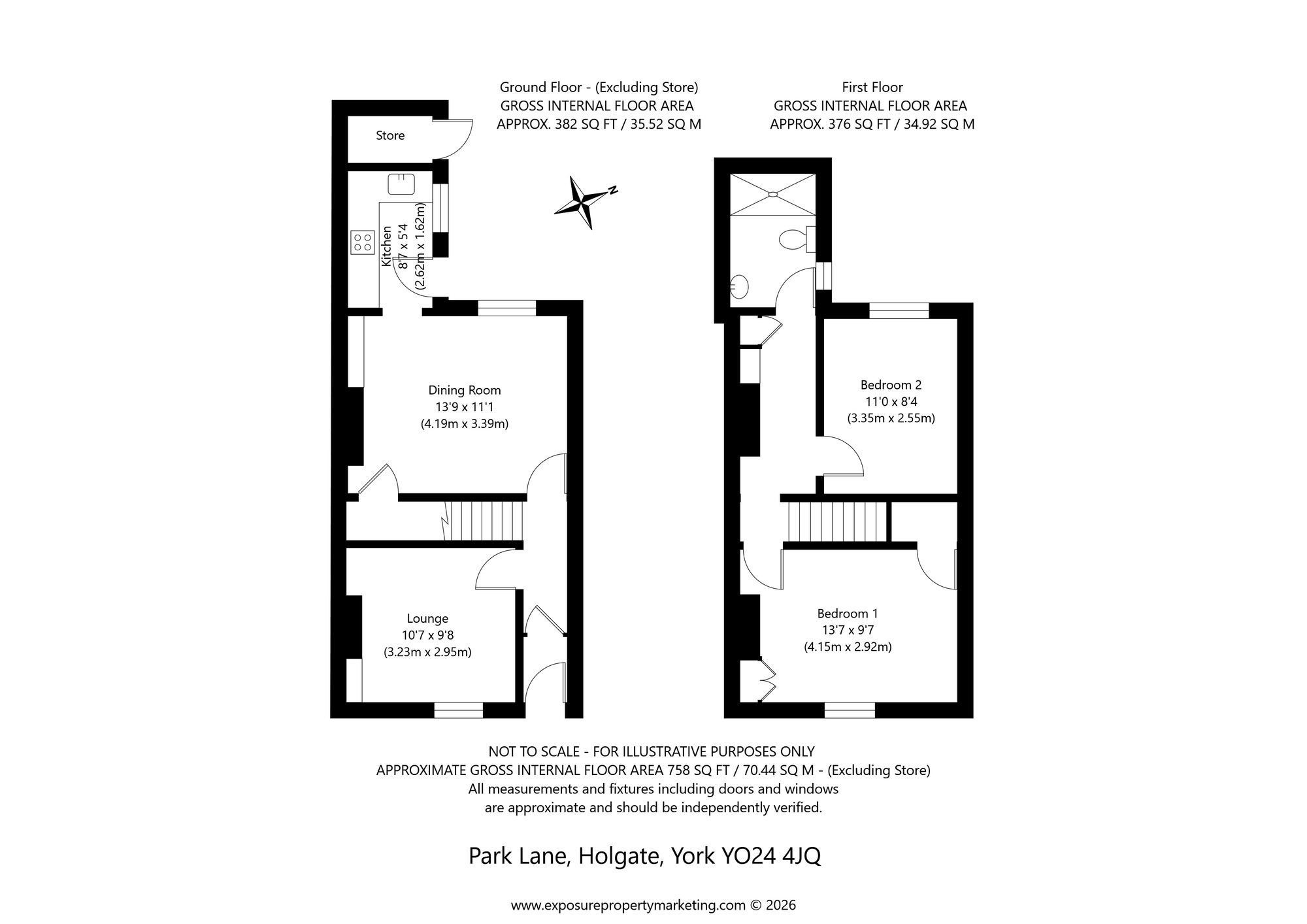Floorplan of 2 bedroom End Terrace House for sale, Park Lane, Holgate, North Yorkshire, YO24