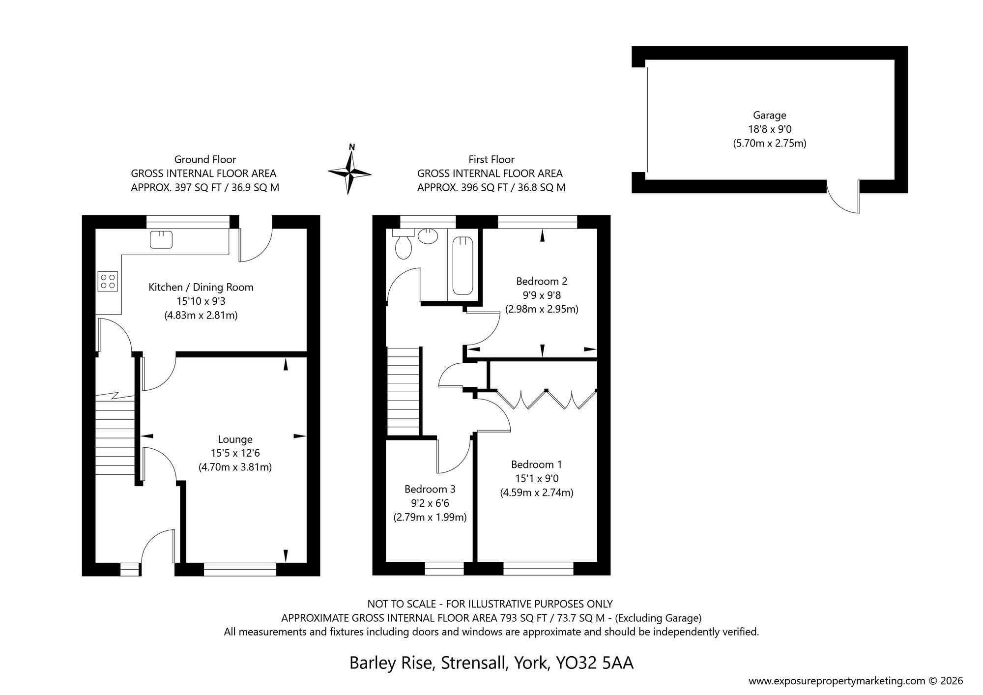 Floorplan of 3 bedroom Semi Detached House for sale, Barley Rise, Strensall, North Yorkshire, YO32