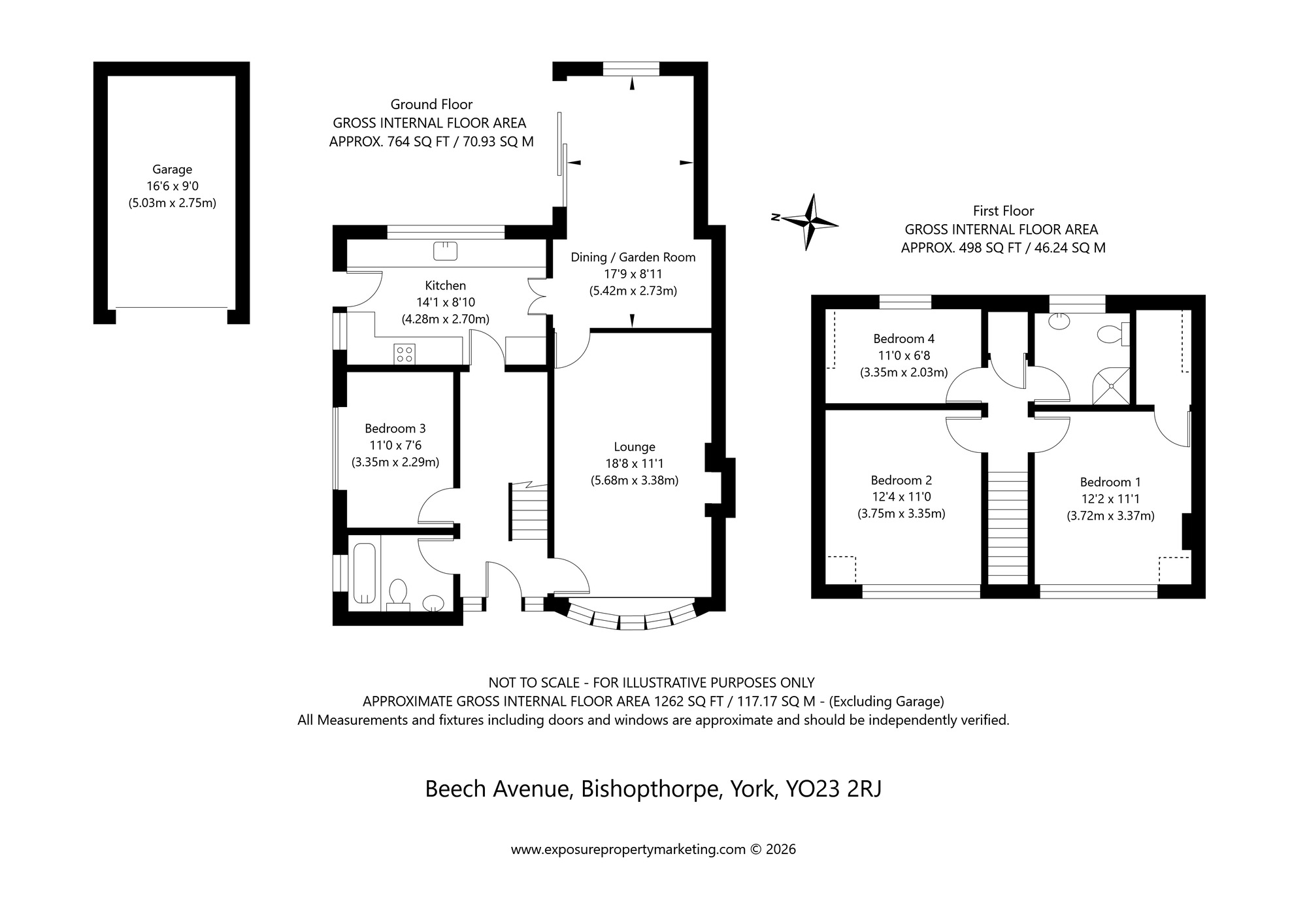 Floorplan of 4 bedroom Semi Detached Bungalow for sale, Beech Avenue, Bishopthorpe, North Yorkshire, YO23
