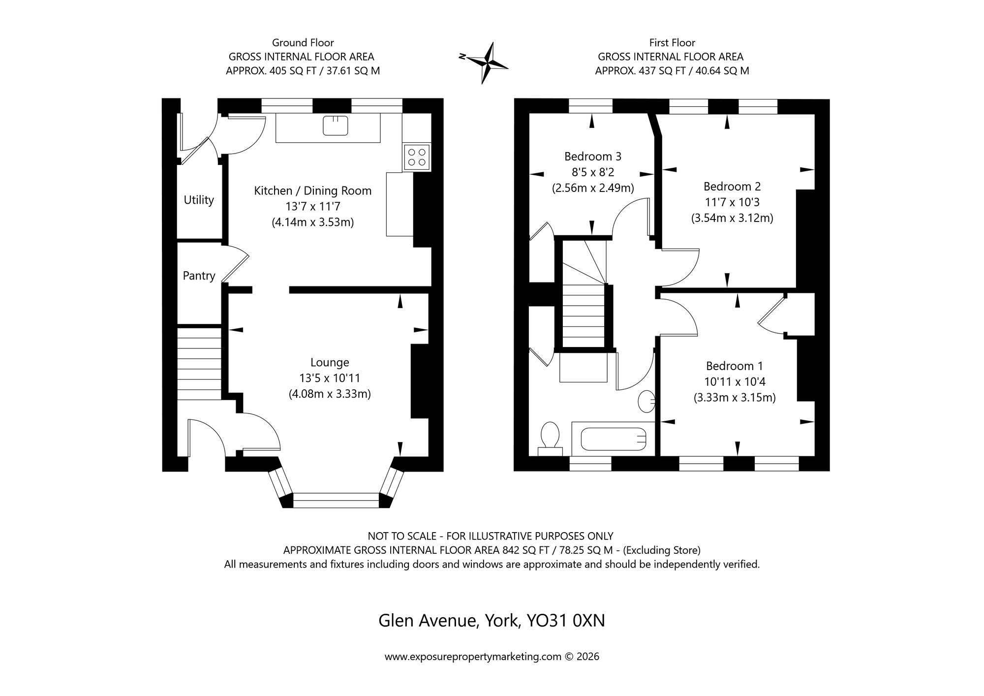 Floorplan of 3 bedroom Mid Terrace House for sale, Glen Avenue, York, North Yorkshire, YO31