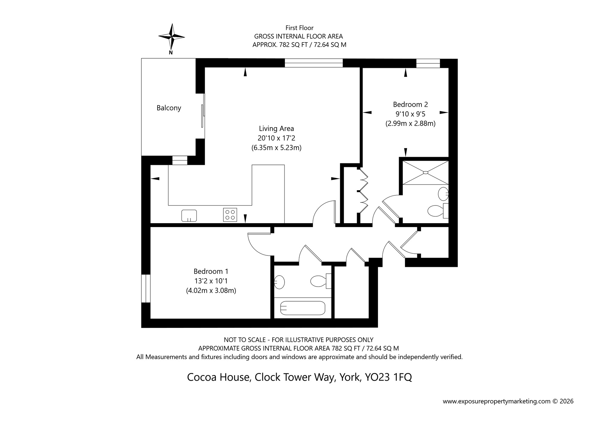 Floorplan of 2 bedroom Flat for sale, Clock Tower Way, York, North Yorkshire, YO23