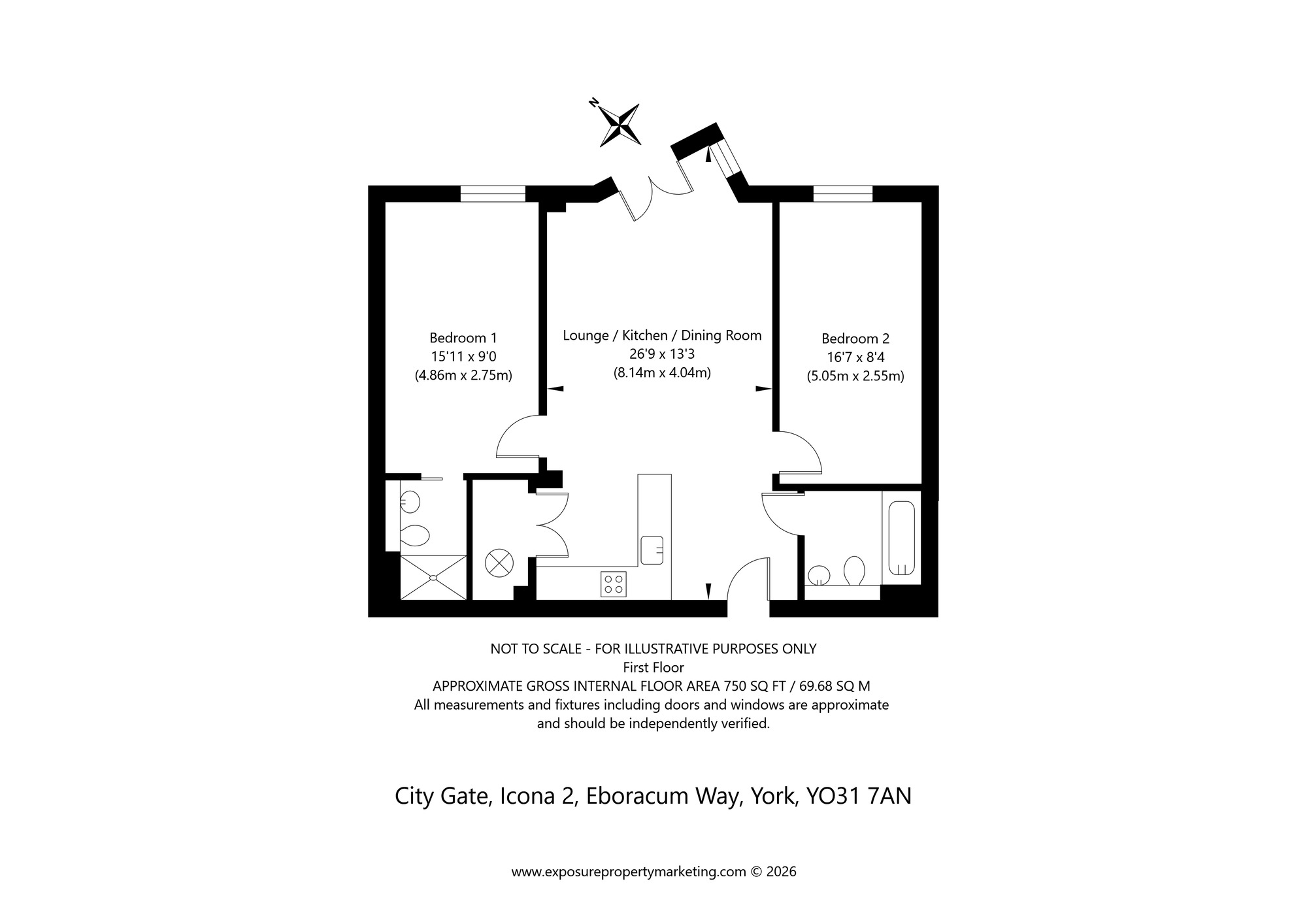 Floorplan of 2 bedroom Flat for sale, Eboracum Way, York, North Yorkshire, YO31