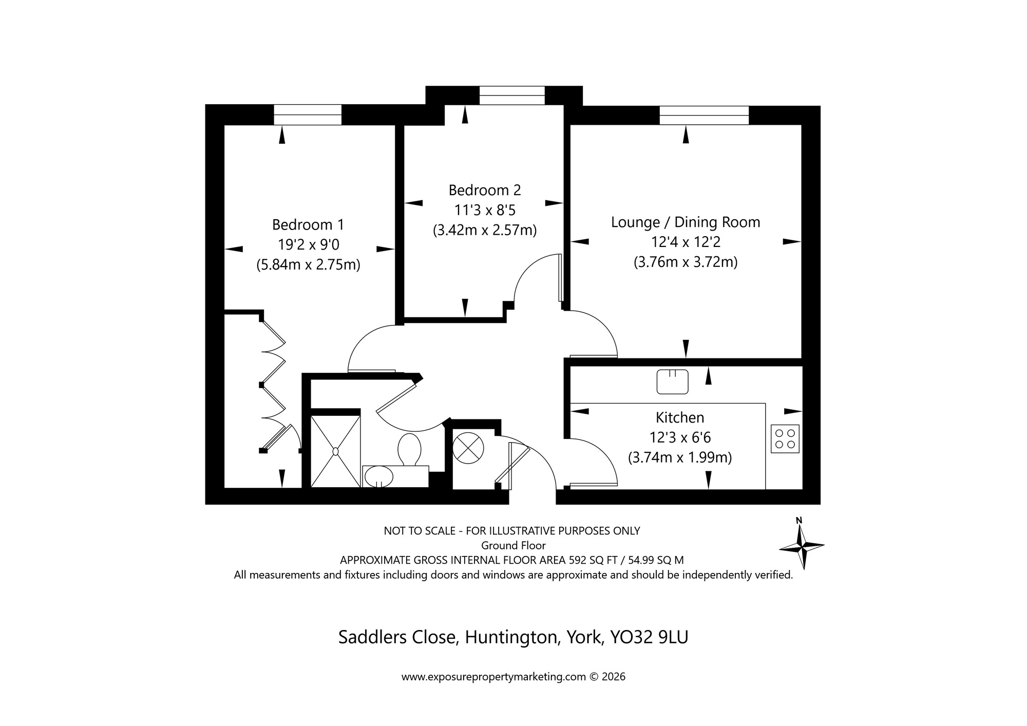 Floorplan of 2 bedroom Flat for sale, Saddlers Close, Huntington, North Yorkshire, YO32