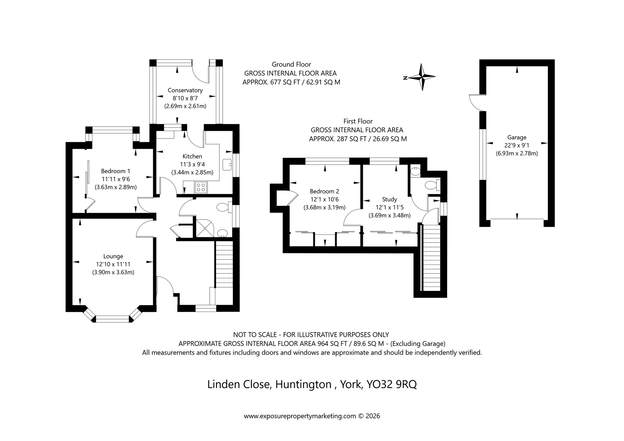 Floorplan of 2 bedroom Semi Detached Bungalow for sale, Linden Close, Huntington, North Yorkshire, YO32