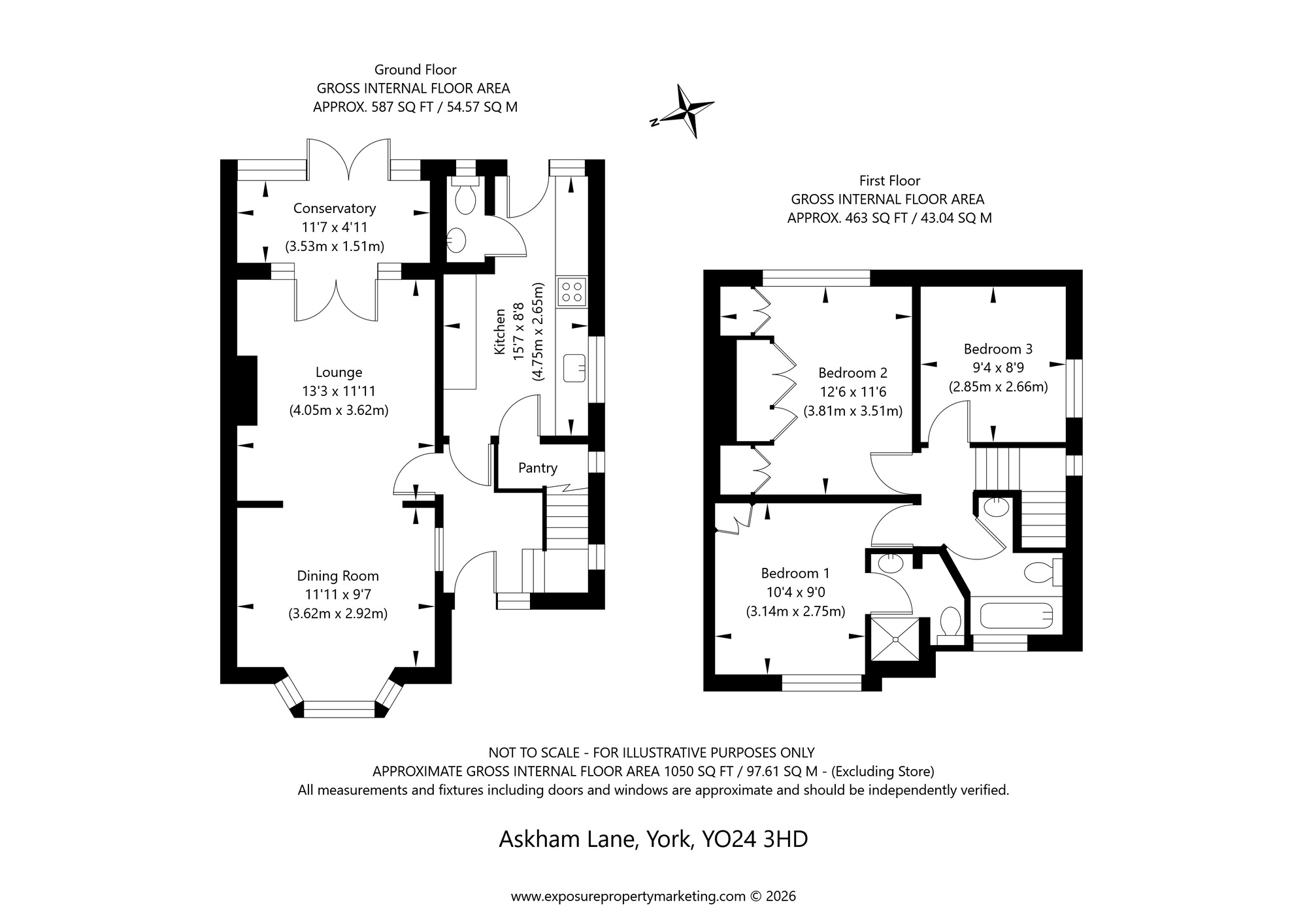 Floorplan of 3 bedroom Semi Detached House for sale, Askham Lane, York, North Yorkshire, YO24