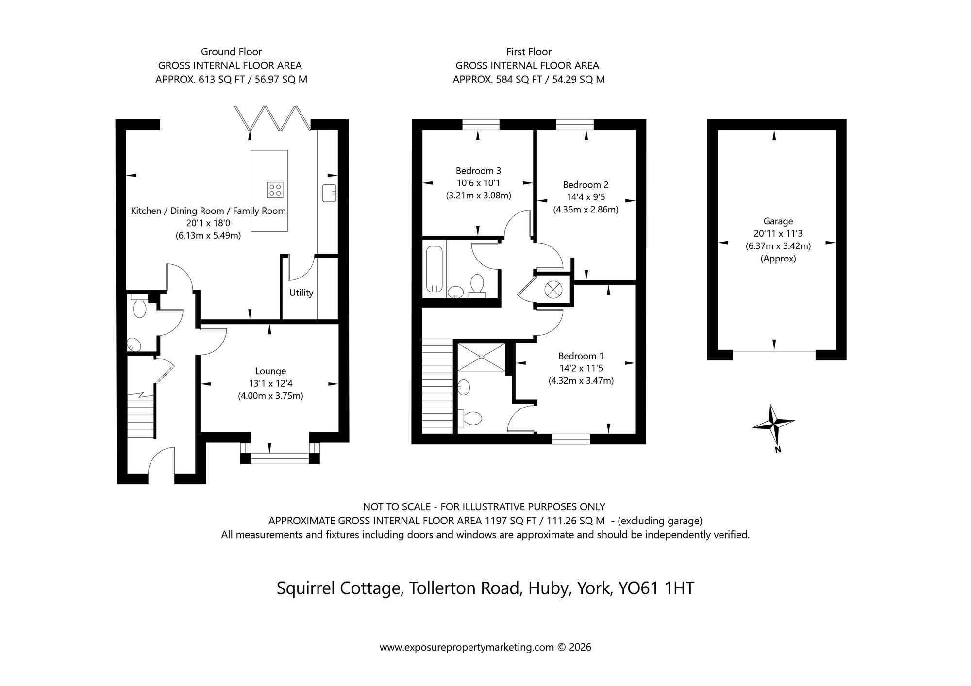 Floorplan of 3 bedroom End Terrace House for sale, Tollerton Road, Huby, North Yorkshire, YO61