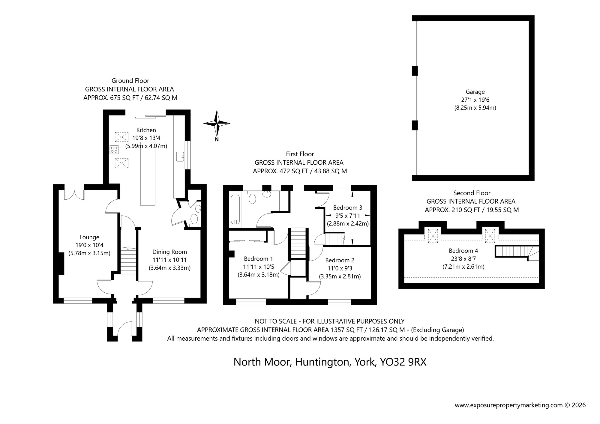 Floorplan of 4 bedroom Semi Detached House for sale, North Moor, Huntington, North Yorkshire, YO32