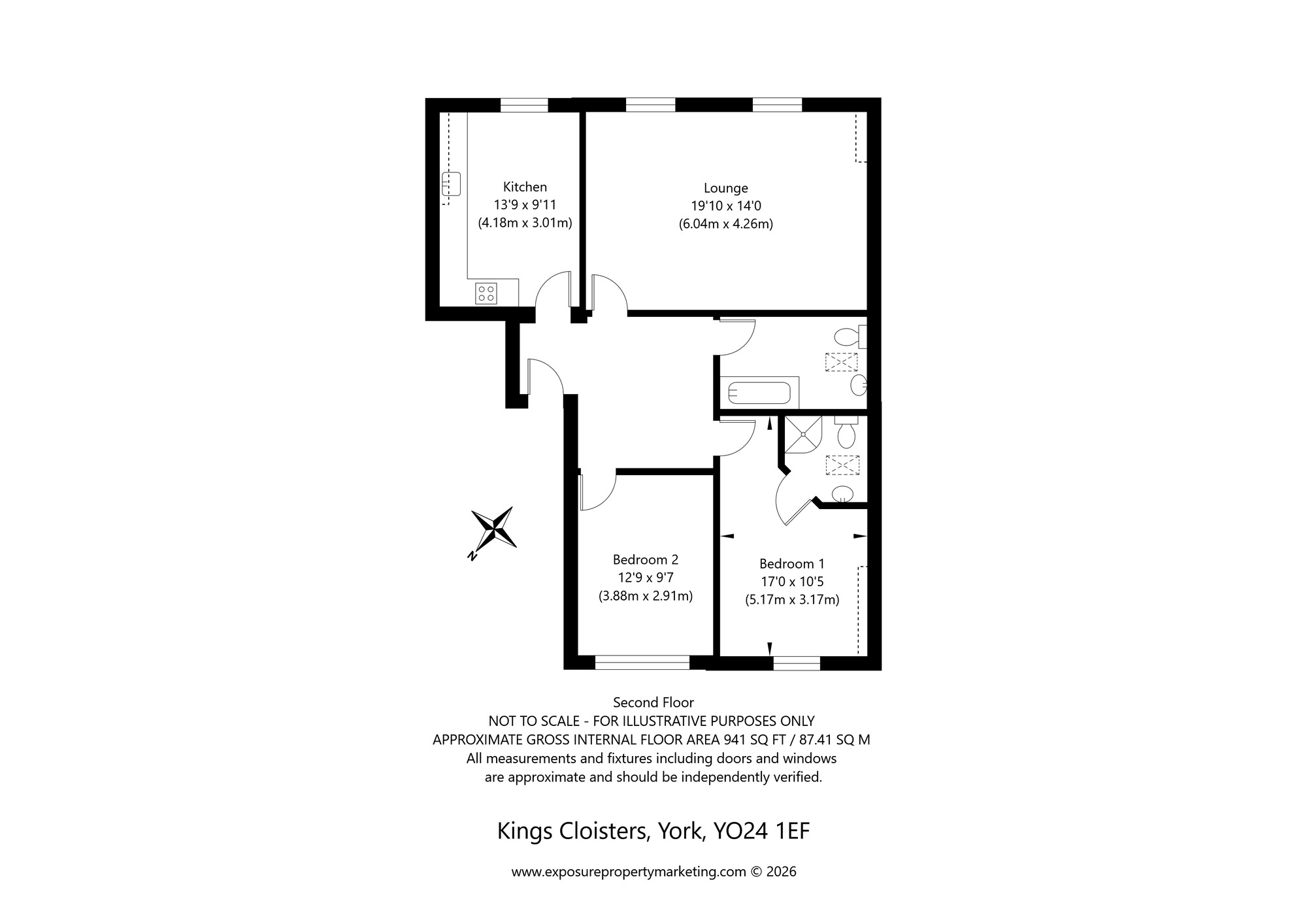 Floorplan of 2 bedroom Flat for sale, Kings Cloisters, Driffield Terrace, York, YO24