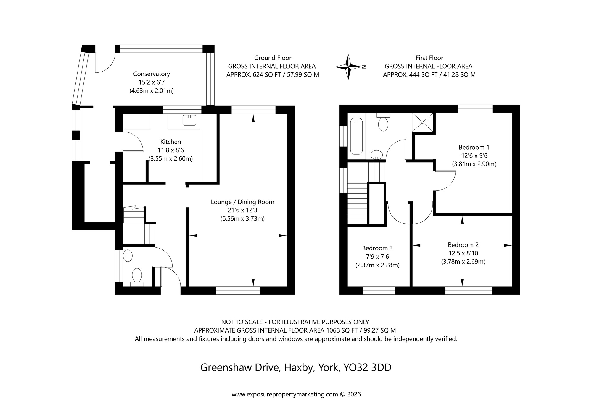 Floorplan of 3 bedroom Semi Detached House for sale, Greenshaw Drive, Haxby, North Yorkshire, YO32